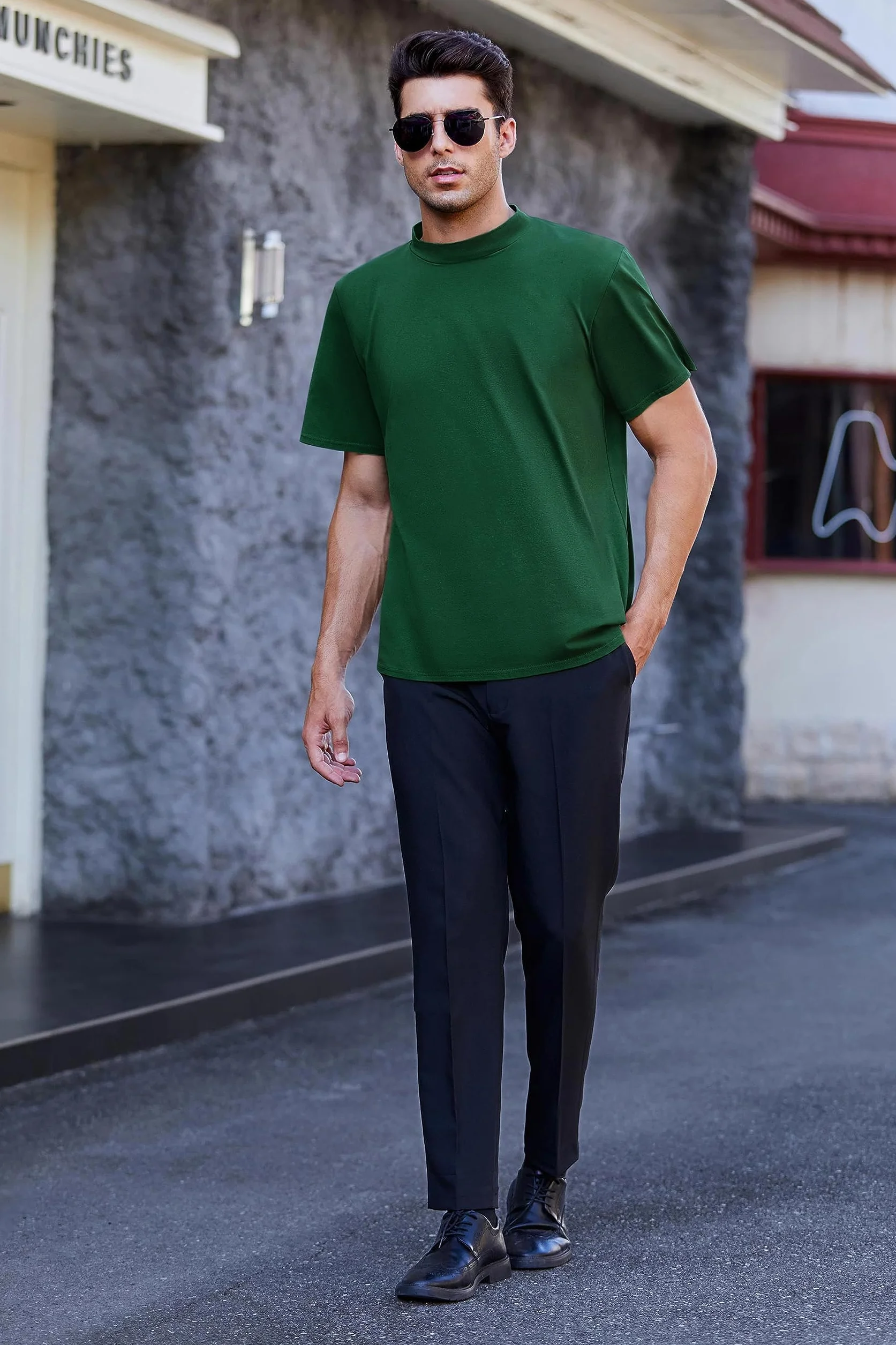 Runcati T-shirty męskie z krótkim rękawem, bawełna, basic, podkoszulek, luźny krój, lekki, solidny sweter top