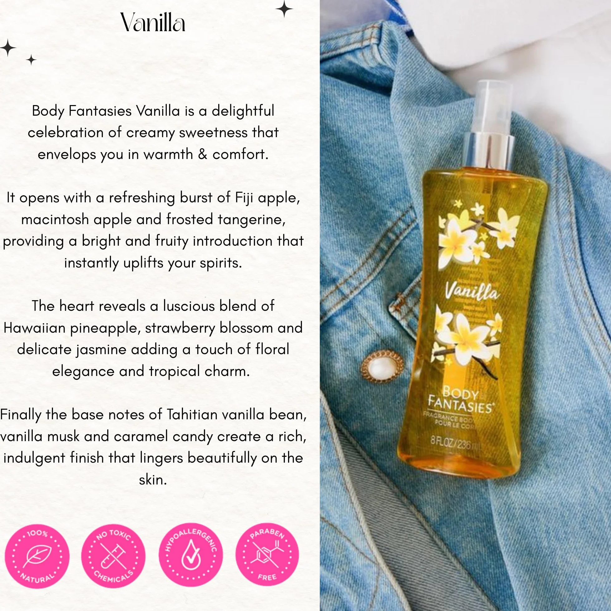 Body Fantasies Signature zapach waniliowy do ciała, 236 ml