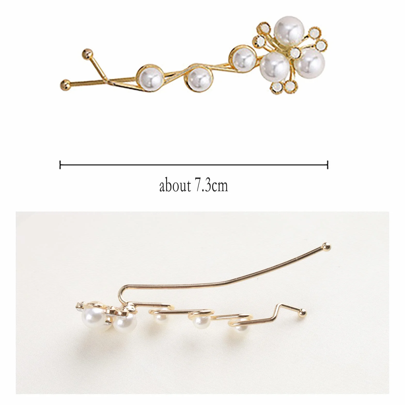 Perla Spinca Do Włosów Vintage Perła Klip Barrette Ślub Perła Rhinestone Bobby Clip Złota Perła Spinki Do Włosów Ozdabianie Nakrycia Głowy Hairclip Biżuteria Dla Kobiet I Dziewcząt Gifts(1PCS