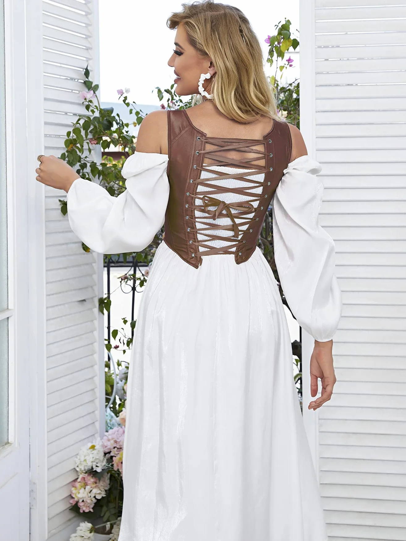 Dreay Damski Vintage Asymetryczny Hem Overbust Gorset Wiązany Przód Sznurowany Tył Gorset Bielizna Modelująca Top