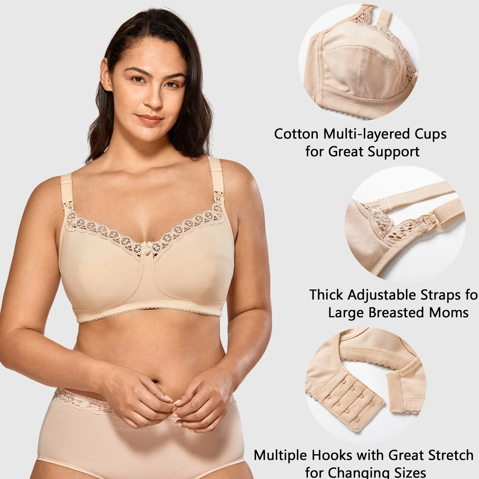 Gratlin Damski Bawełniany Biustonosz Do Karmienia Plus Size Bezprzewodowe Biustonosze Ciążowe Do Karmienia Piersią