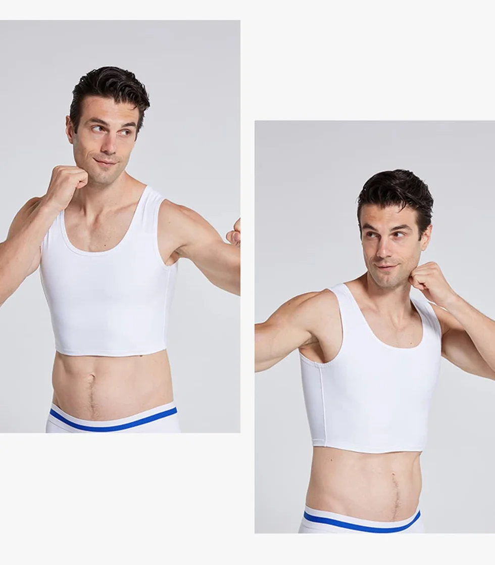 BaronHong Męski ukryty ginekomastia sweter kompresja wyszczuplający podkoszulek męski gorset tank top S Niebieski