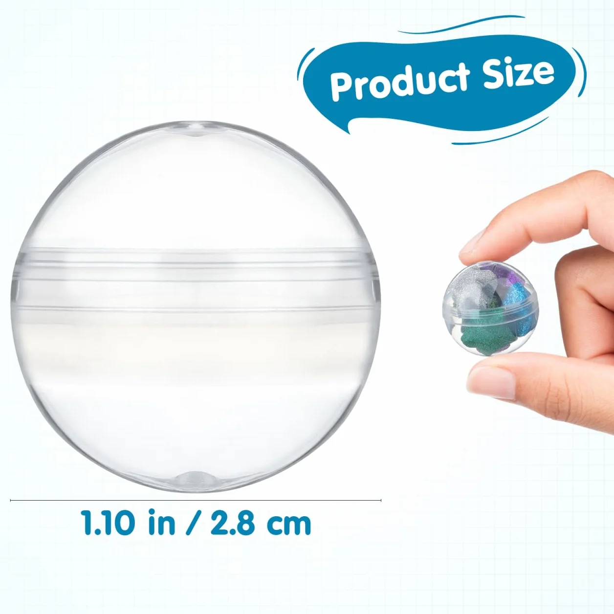 100 sztuk plastikowych kulek do napełniania, akrylowe, do majsterkowania, z tworzywa sztucznego, przezroczyste pazurów, maszyny jajek, zabawka zabawy, 2,8 cm
