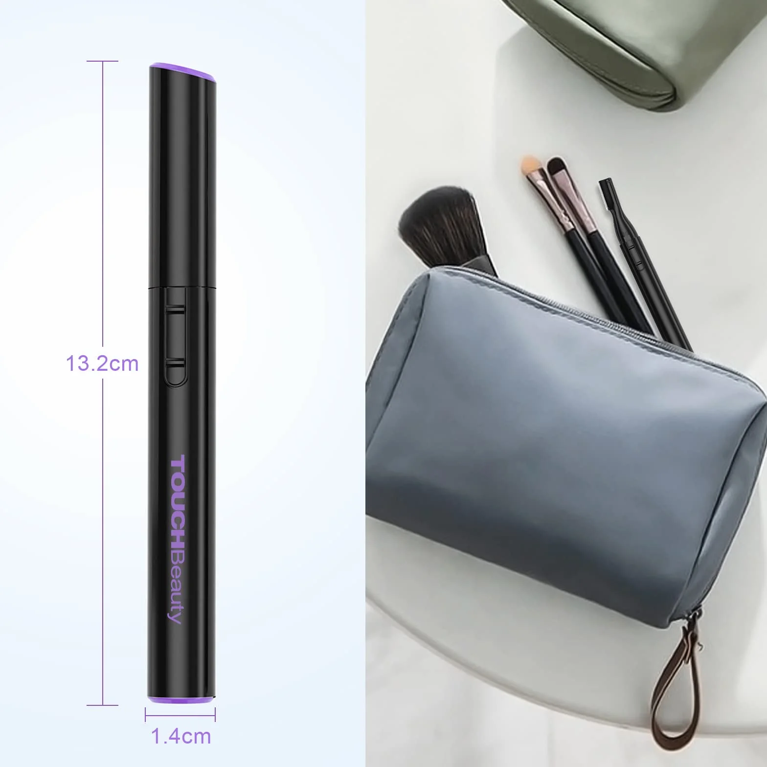 TOUCHBeauty Elektryczny trymer do brwi, przyrząd do usuwania włosów brwi, bezbolesny trymer do włosów na twarzy dla kobiet, przenośna golarka damska AG-815B (czarna)