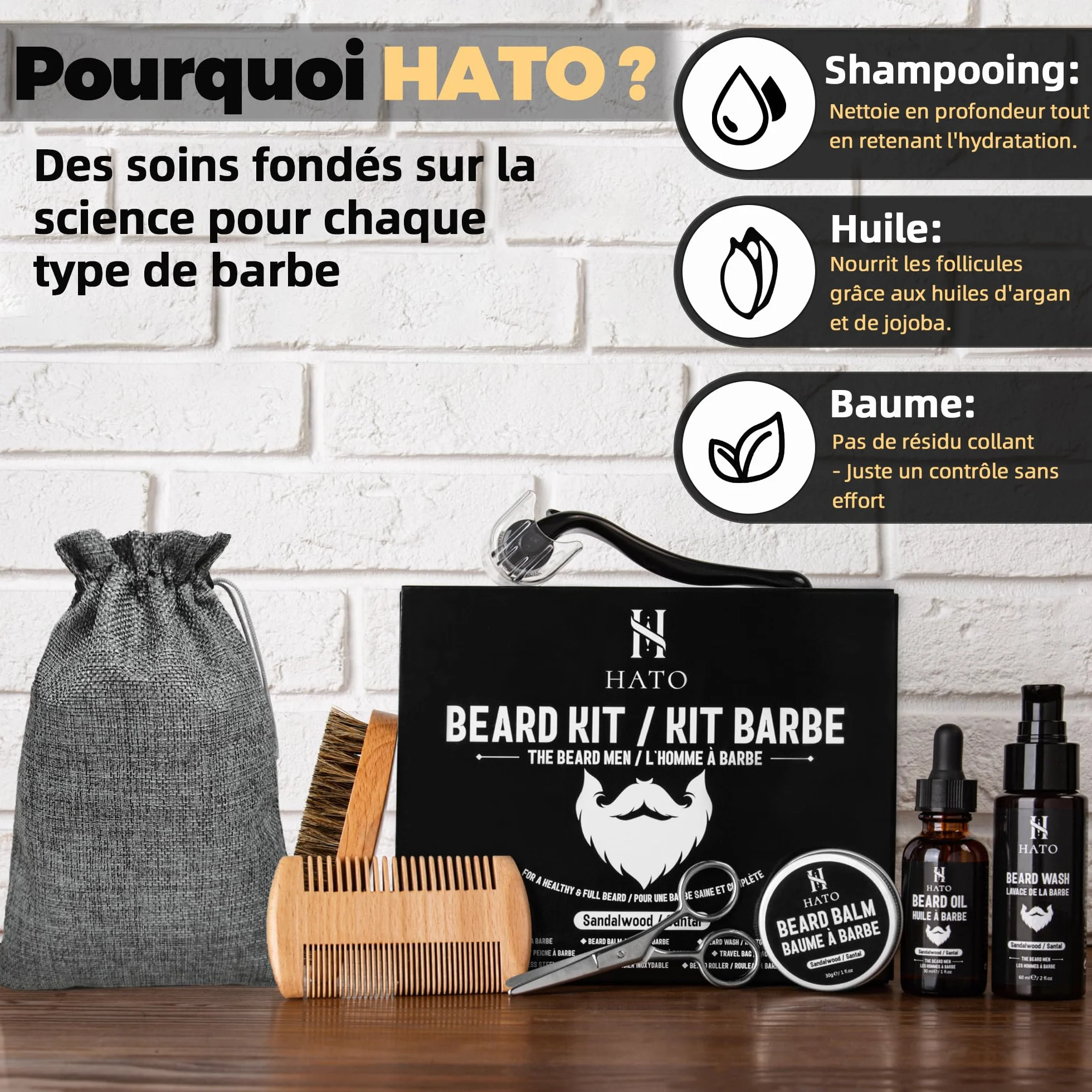 HATO Beard Kit, zestaw do pielęgnacji brody dla mężczyzn, L'Homme à Barbe
