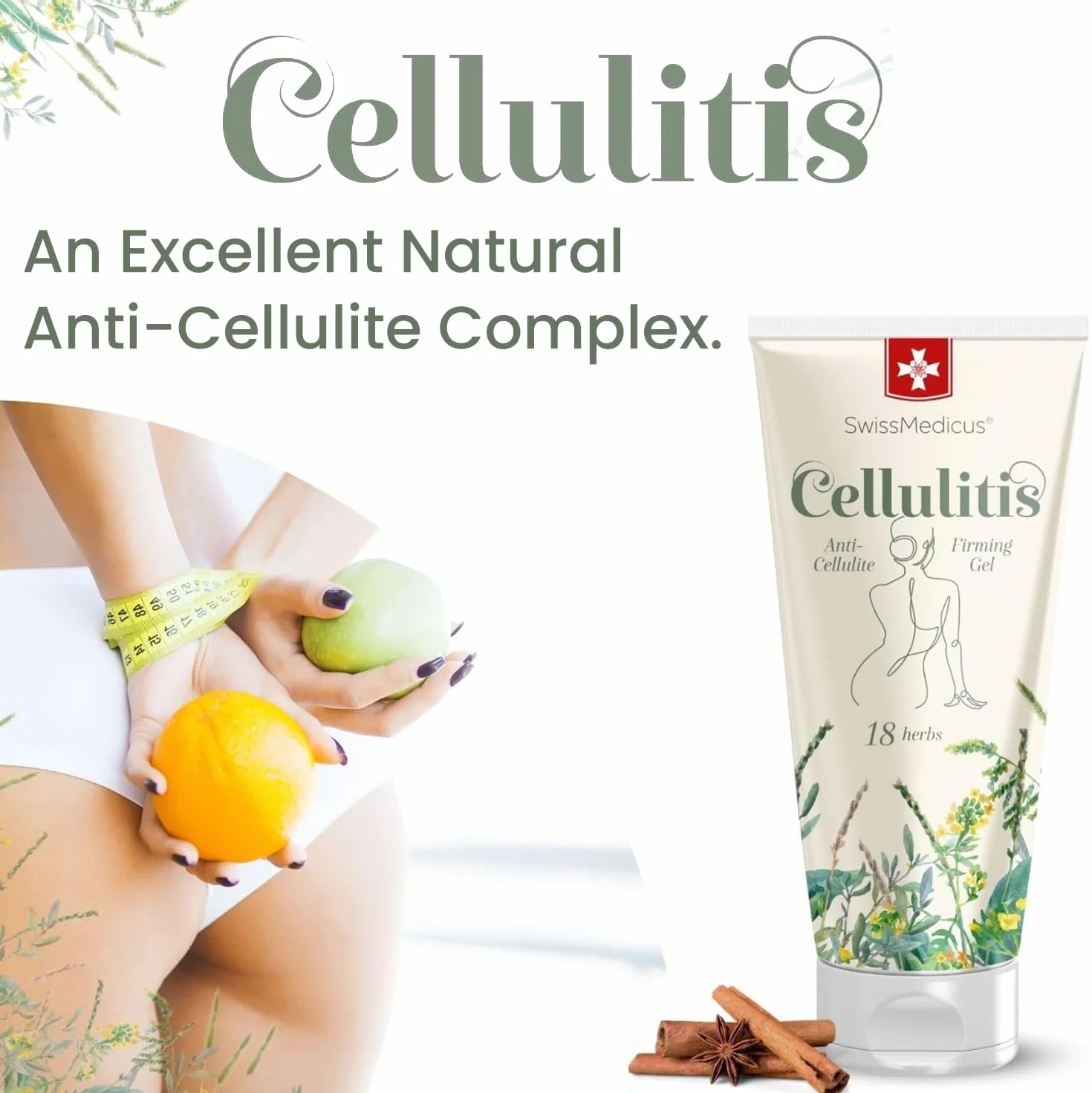 SwissMedicus Naturalny antycellulitowy krem do ciała z rozmarynem, guarana, balsam kojący do masażu