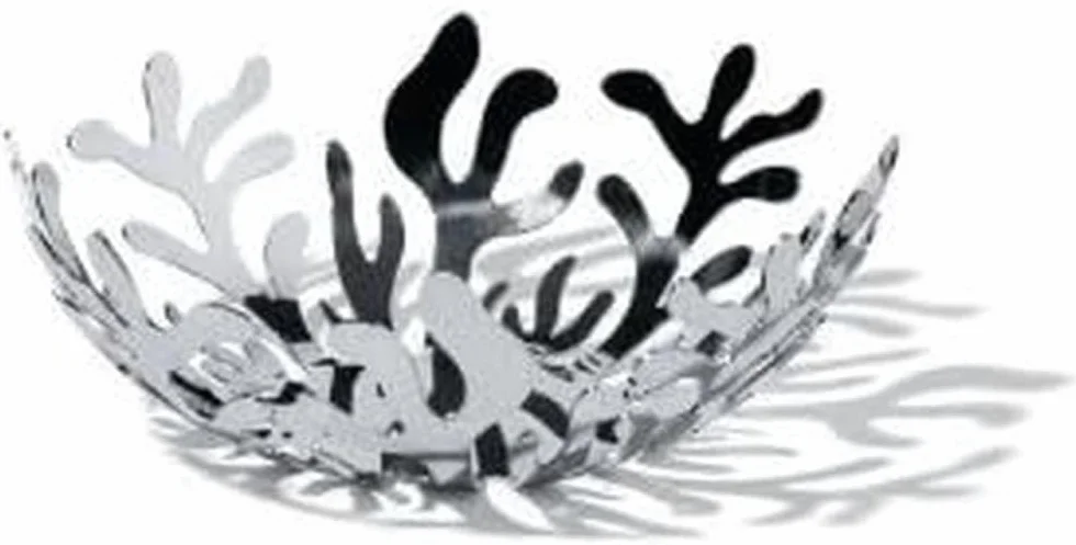 Alessi ESI01/21 Mediterraneo stojak na owoce ze stali nierdzewnej, lakierowany żywicą epoksydową, srebrny, Ø 21 cm