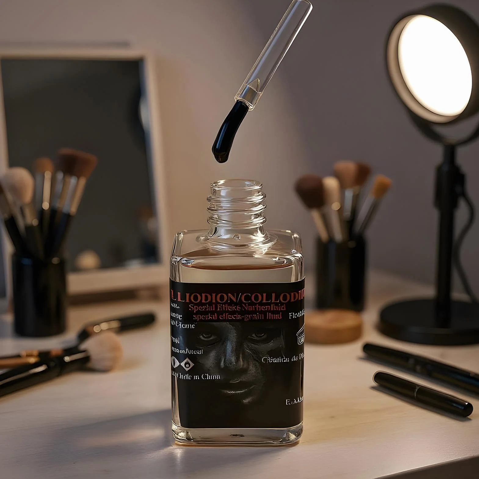 Płyn do Blizn, 15 Ml Halloween Kosmetyczna Farba Do Blizn Z Pędzelkiem, Makijaż Ciała Na Zadrapania, Do Twarzy Skóry I Ciała Halloween Cosplay Kostium Fotografia Impreza