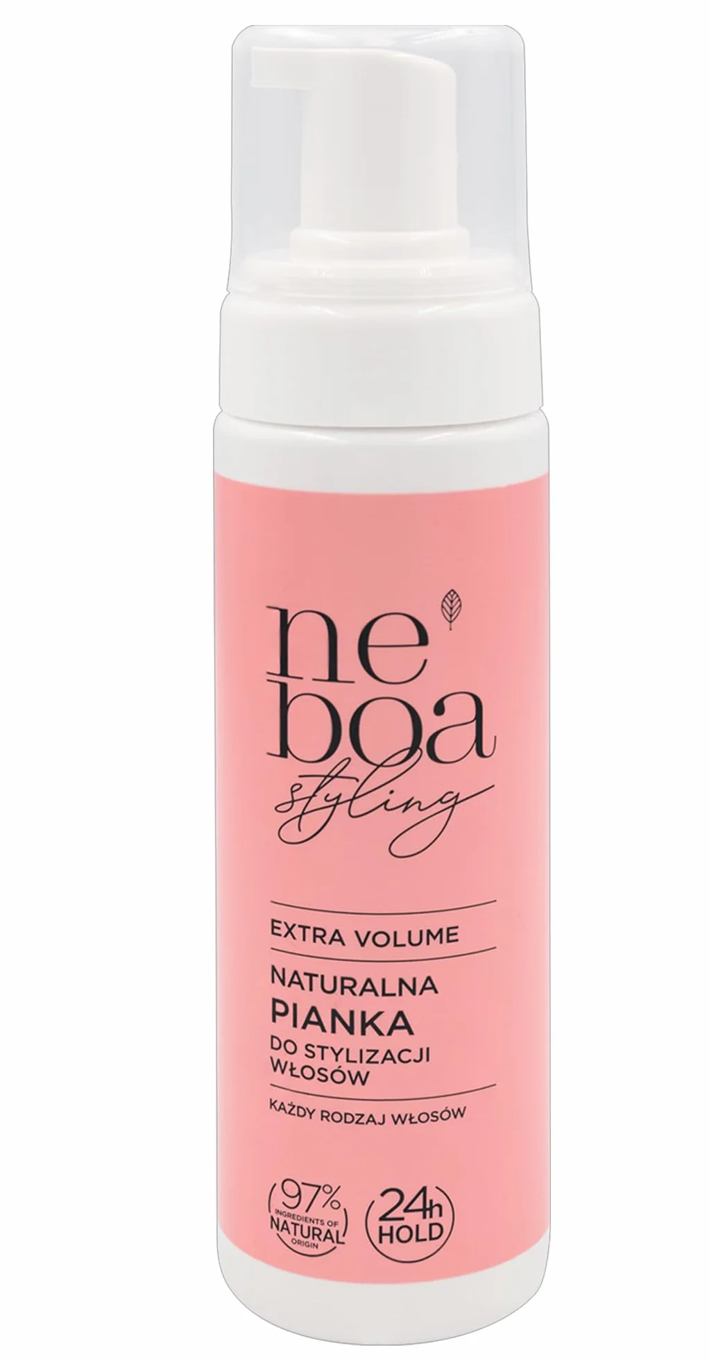 Neboa Styling Naturalna Pianka do Włosów, Extra Volume, 24h Hold, 97% Składników Naturalnych 200 ml