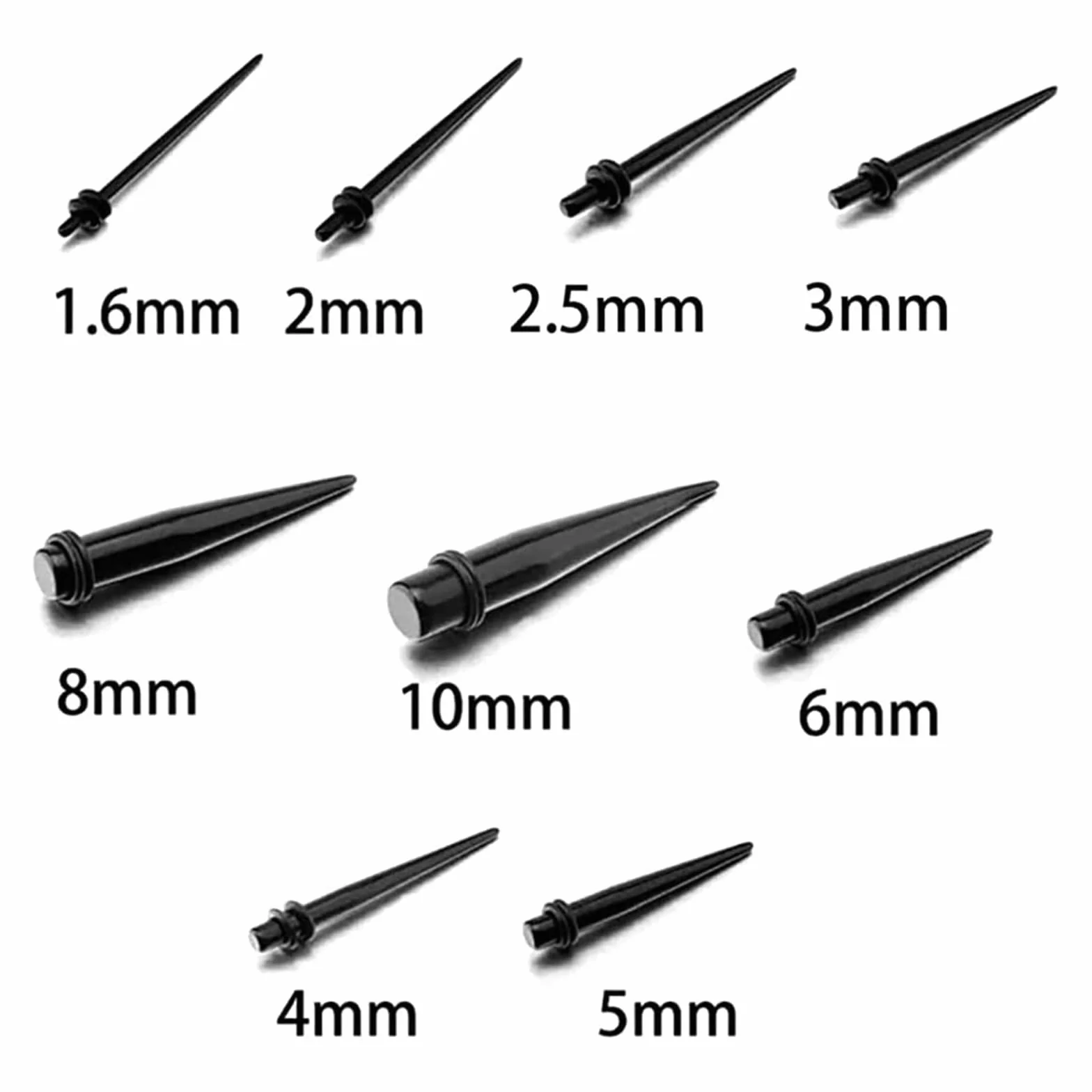Zestaw 36 rozpychaczy tuneli do uszu, 1,6-10 mm, świecą w ciemności, z silikonowym tunelem do uszu