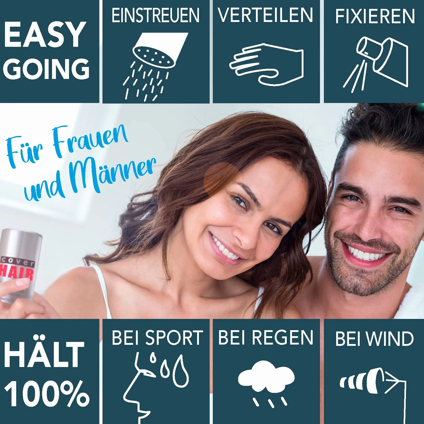 COVER HAIR - Premium włosy do zagęszczania włosów 14 g, autentyczny wygląd dla mężczyzn i kobiet, 100% naturalny ciemny brąz, 14 g