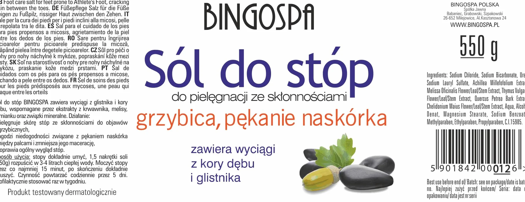 BINGOSPA Sól do stóp przeciw grzybicy 550 g