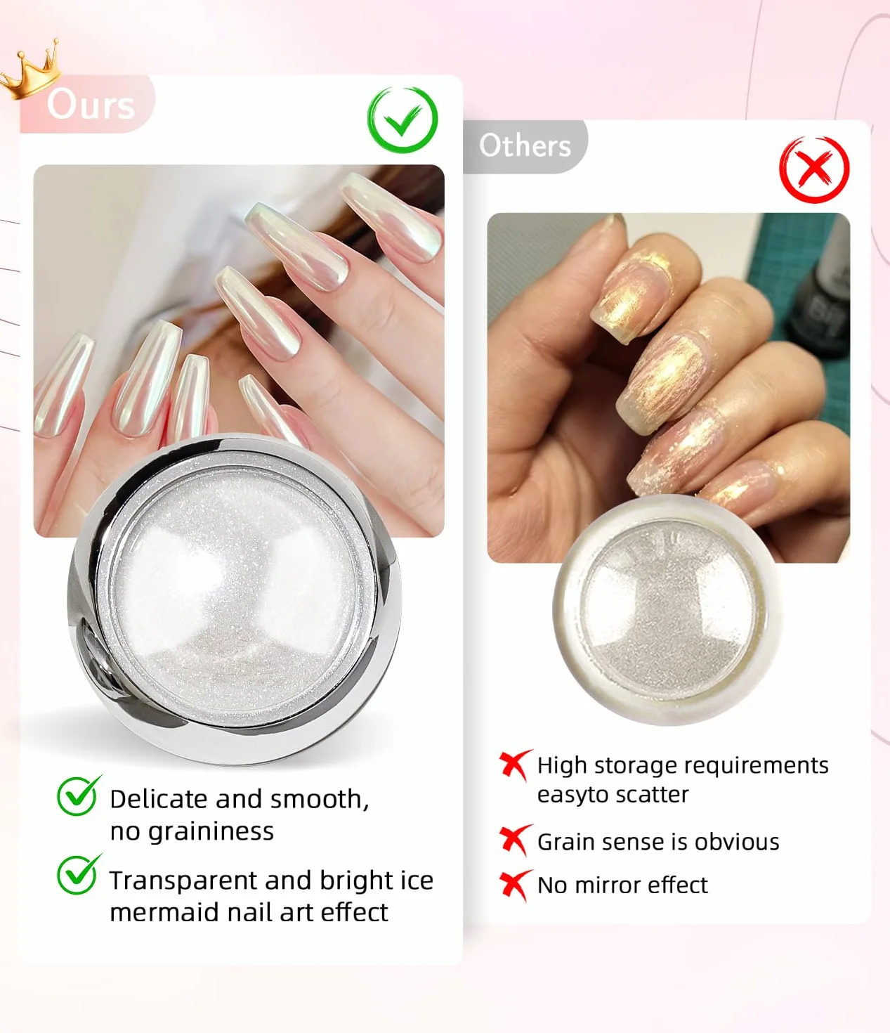 Puder do paznokci Pearl Chrome - 3 szt. Biały chromowy puder do paznokci, Neon Glassy Ice Chrome puder do paznokci, Gładki luksusowy perłowy Aurora Mirror Effect Pigment, DIY Deco Nail Art