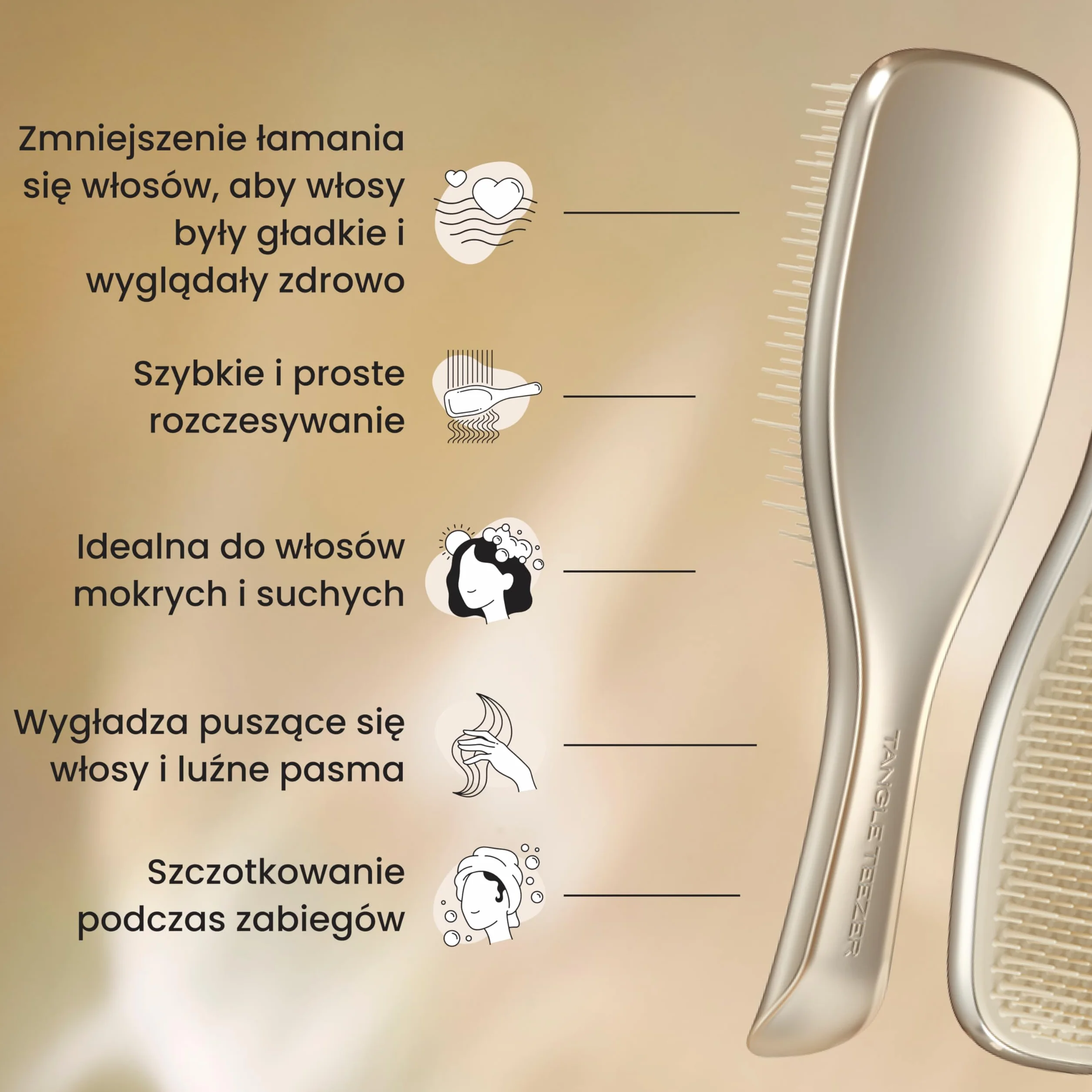 Tangle Teezer Ultimate Detangler Szczotka do rozczesywania do wszystkich rodzajów włosów Champagne Gold chromowane