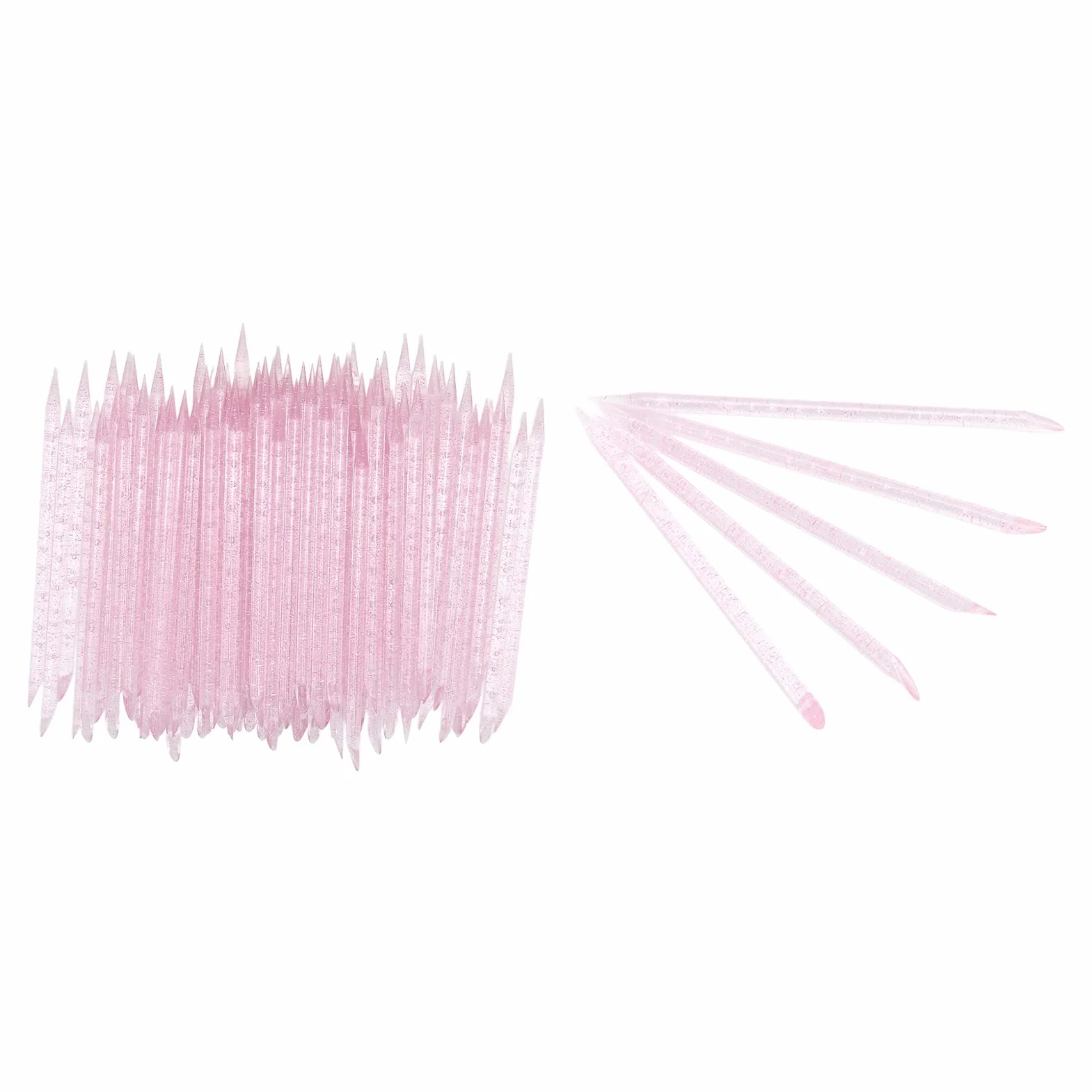Jednorazowy Odpychacz do Skórek, Praktyczny Plastikowy Sztyft do Manicure i Pedicure, 100 Sztuk do Salonu Stylizacji Paznokci do Technik Zdobienia Paznokci w Domu (PINK)