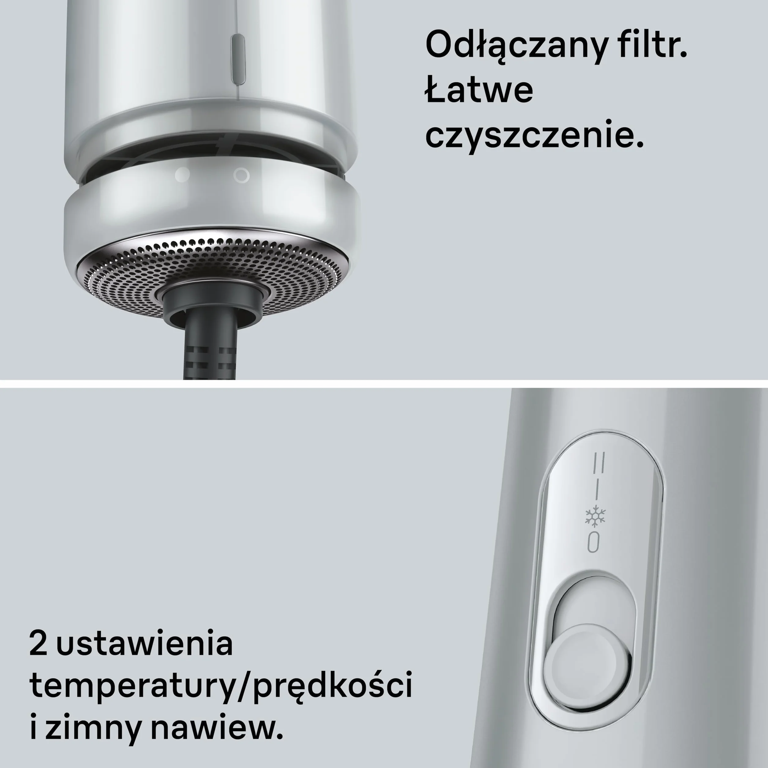 Braun Air Styler AS2.21, szczotka termiczna, dysza do suszenia, silnik 800W, 2 tryby temperatury/prędkości, chłodny nawiew, technologia IONTEC, szare wykończenie, BRAS221E