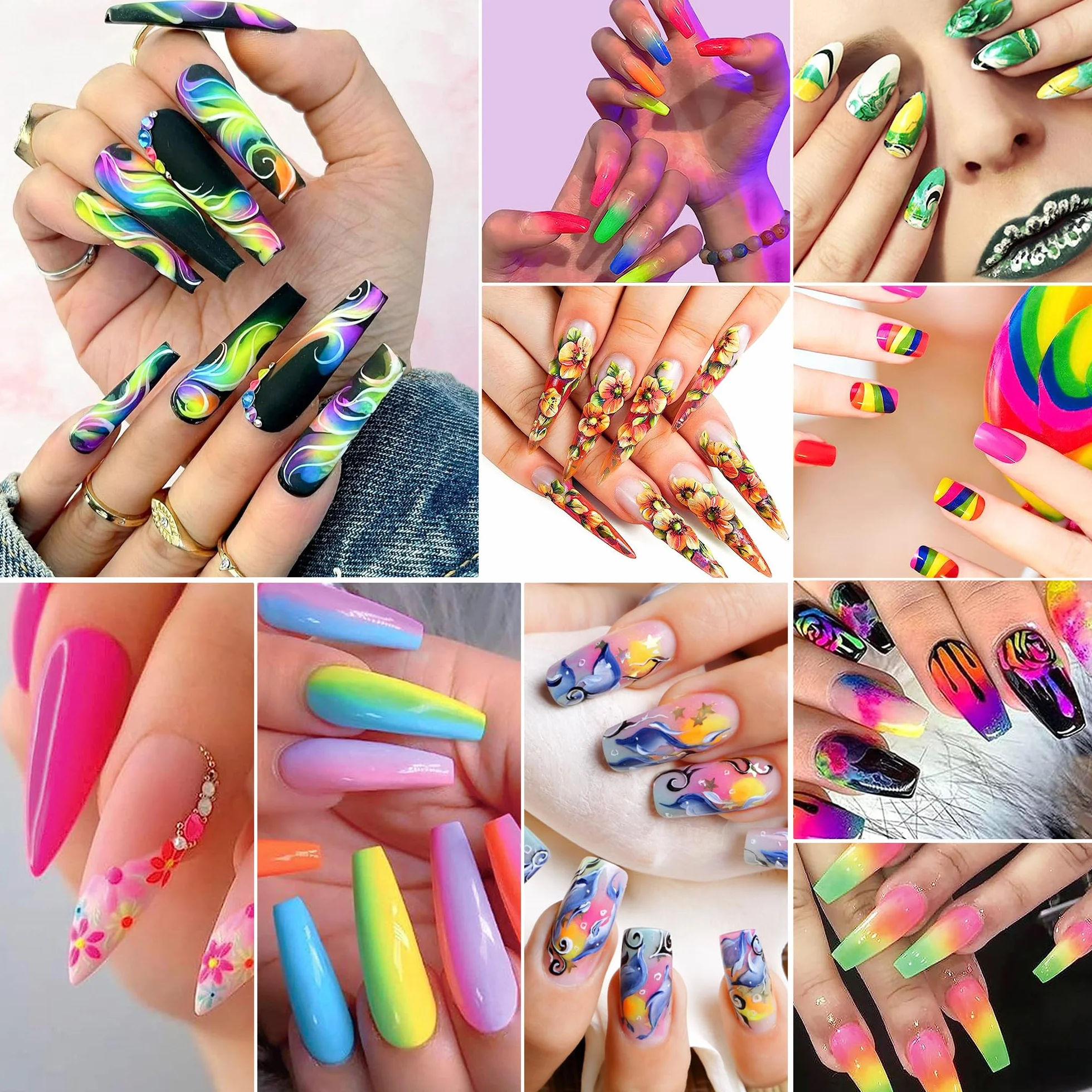Proszek do paznokci, neonowy kolor, gradientowy puder, tęczowy, brokat, do manicure, kalkomania, oczu, twarzy, ciała, włosów, makijażu, zdobienia paznokci, 24 kolory