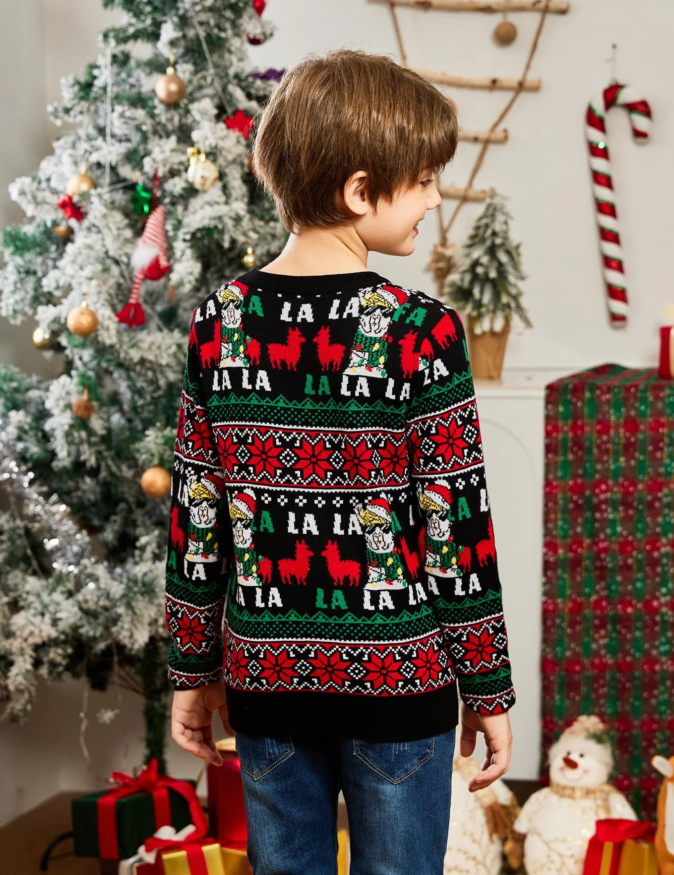 Fanient Chłopcy dziewczęcy sweter bożonarodzeniowy dla dzieci, sweter z dzianiny, zabawny nadruk 3D, bluza bożonarodzeniowa, 7-14 lat