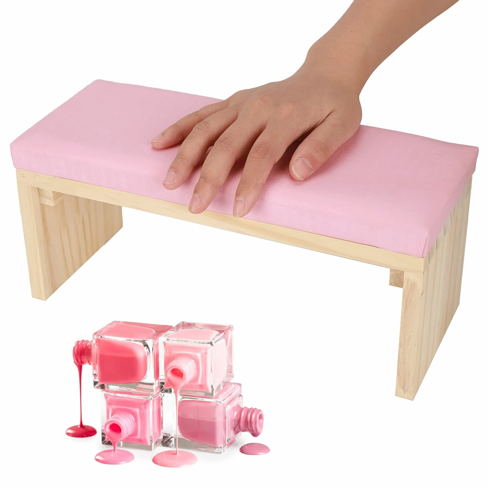 Poduszka Pod Ramię z Paznokciem, Poduszka Pod Ramię z Paznokciem, Stylowy Wygląd Miękka Skóra PU Wygodne Doświadczenie Manicure, Poduszka Pod Ramię z Paznokciem Miękka Poduszka do(różowy)