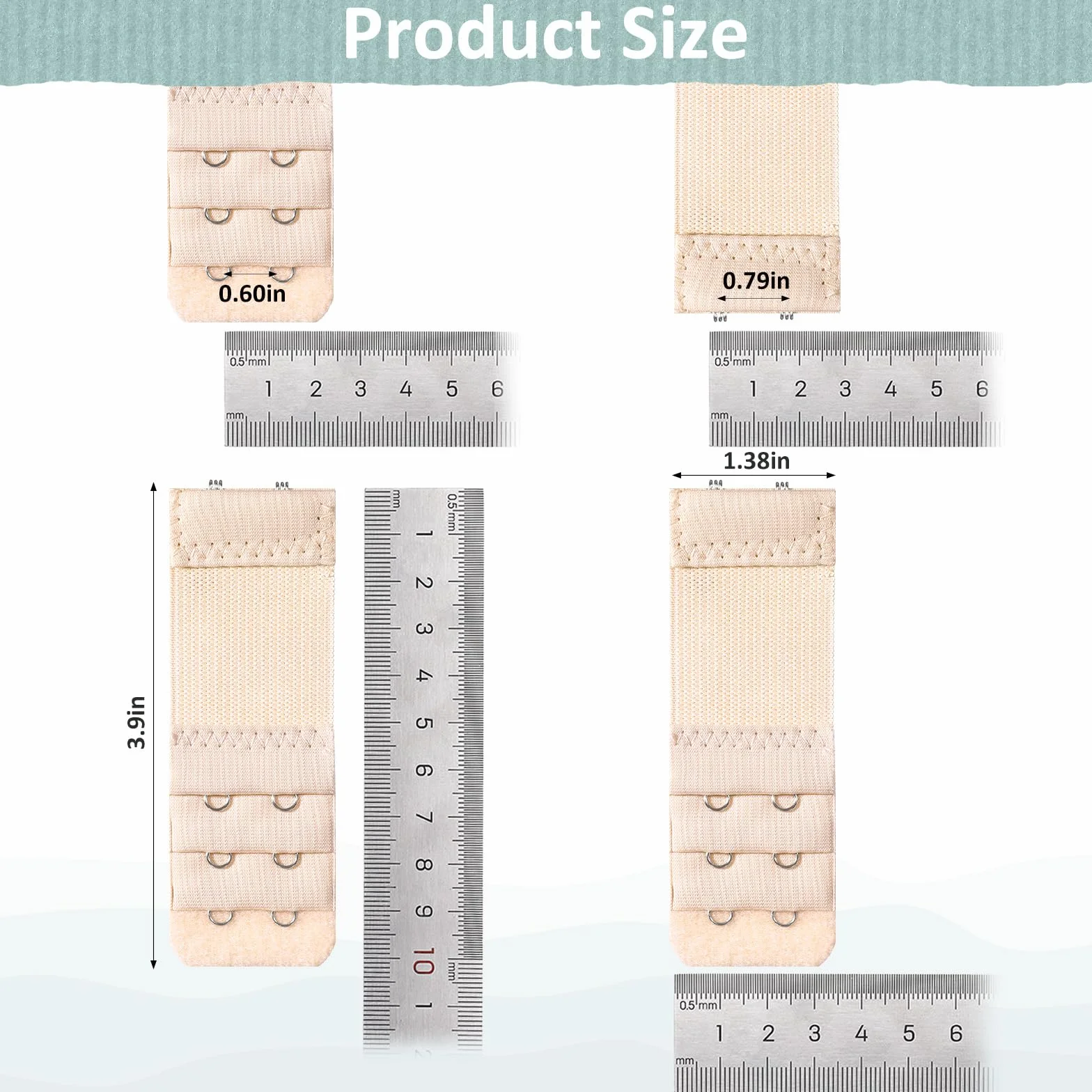 Piriuuo Przedłużenie biustonosza 4 sztuki, 9,7 x 3,2 cm, przedłużenie biustonosza, 2 haczyki, 3 rzędy, elastyczna bielizna, klamra przedłużająca, miękki poliester, zamknięcie biustonosza, przedłużenie