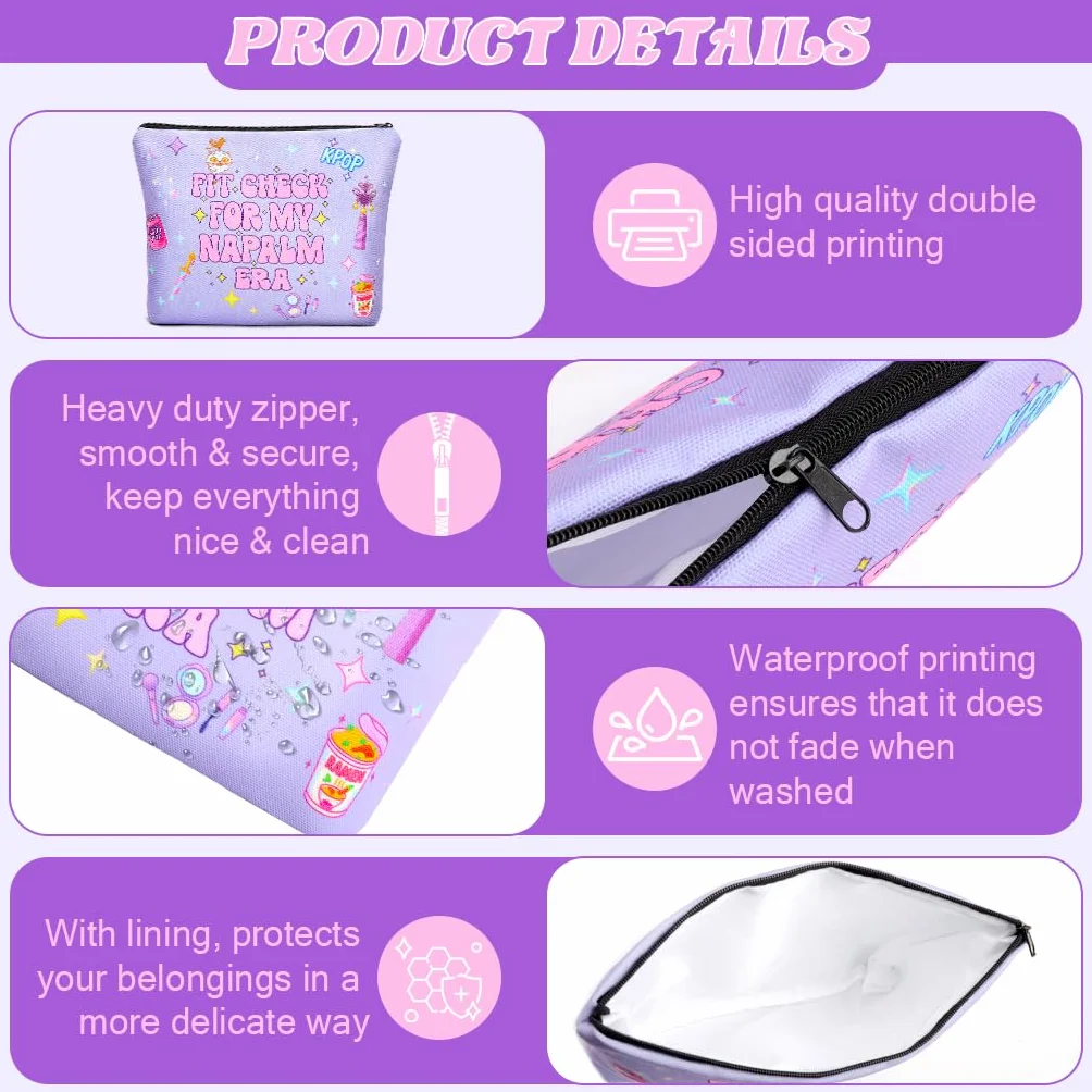 WALLFID Inspirowana kosmetyczka Kpop Hunter w stylu K-pop o nowoczesnym designie, wielofunkcyjny organizer podróżny dla kobiet i dziewcząt, idealny do codziennego użytku i podróży