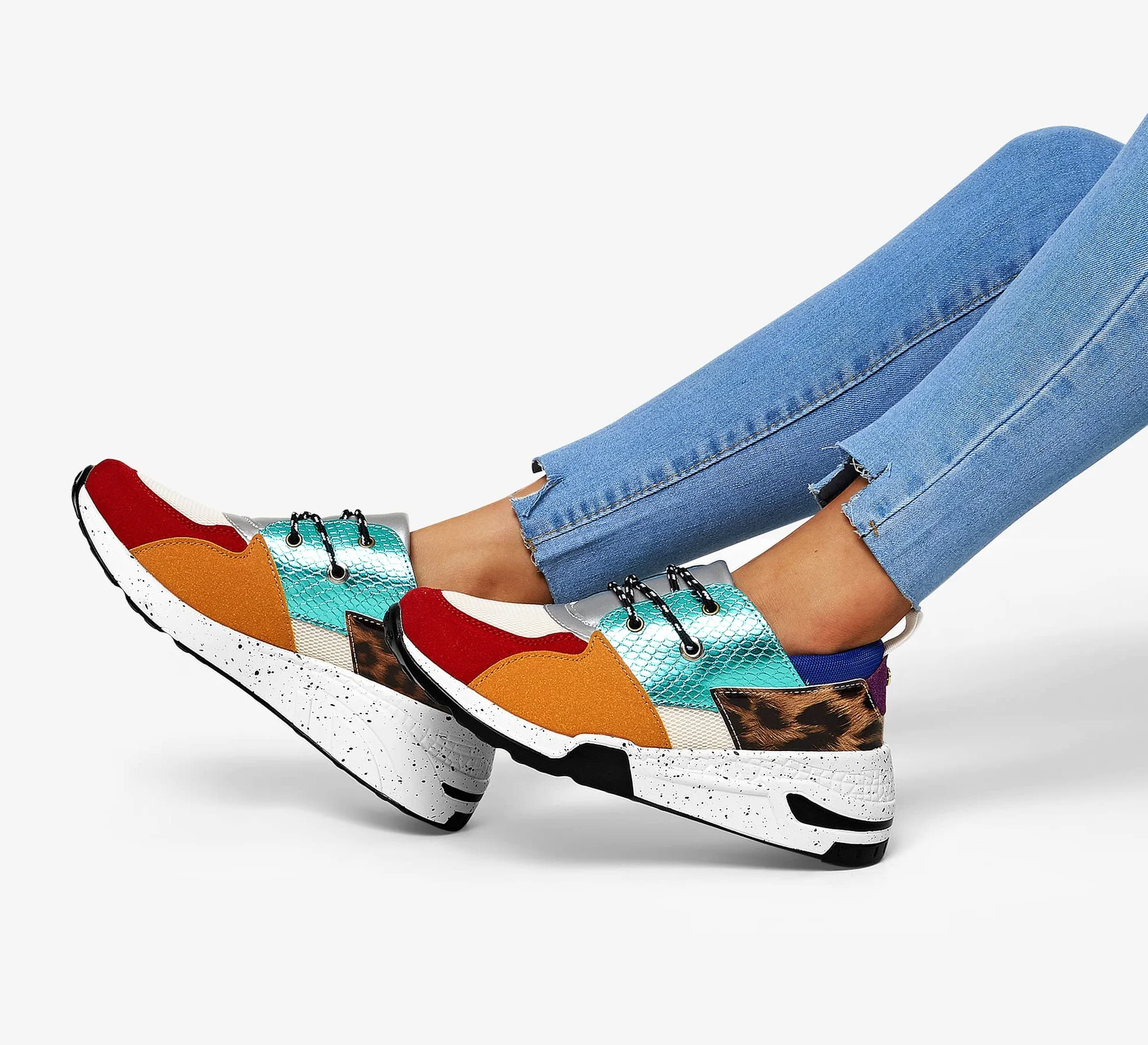 LUCKY STEP Damskie trampki na wysokim obcasie na koturnie moda platforma retro sznurowane buty na co dzień