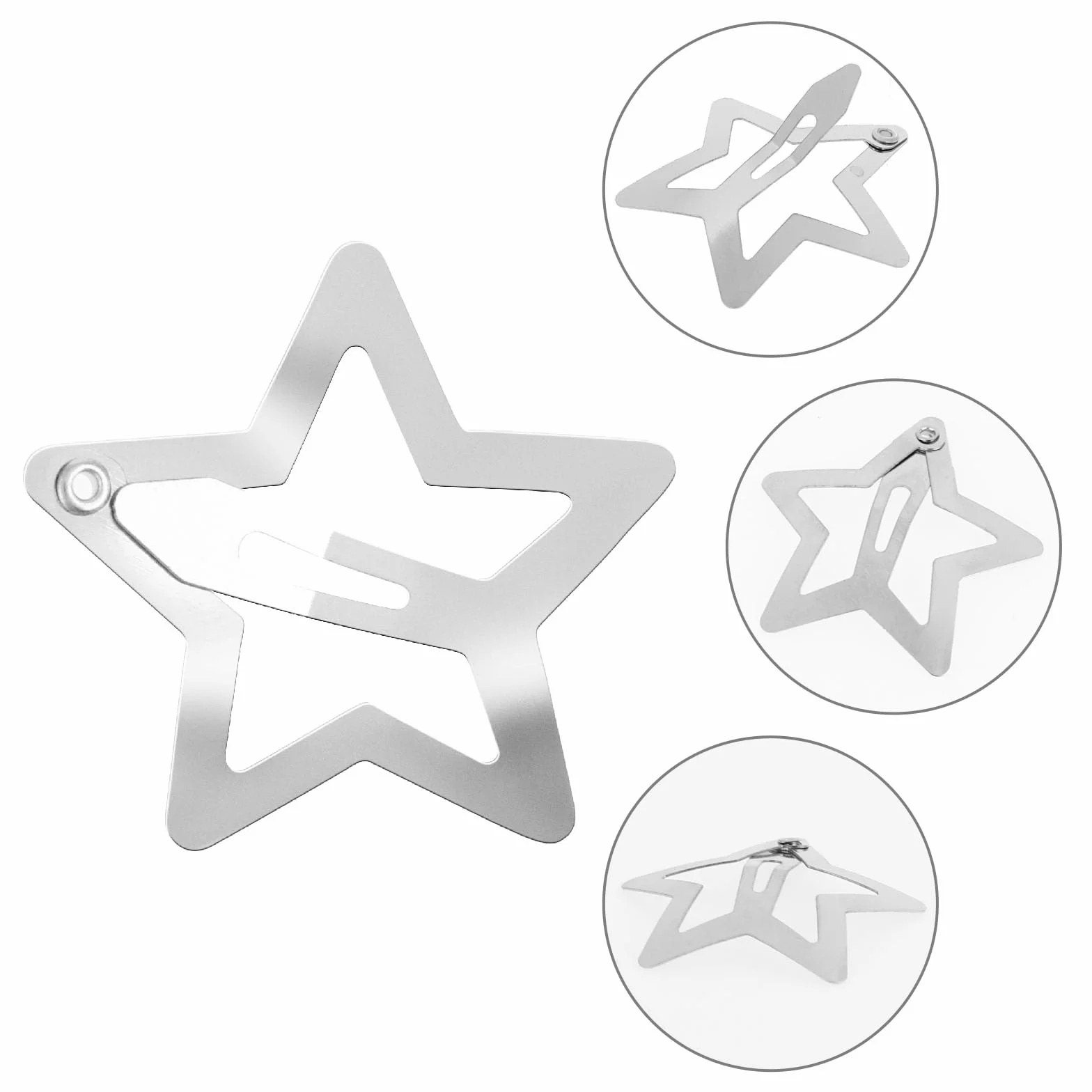 WLLHYF 10 sztuk metalowych spinek do włosów w kształcie gwiazdy, srebrne, urocze, małe spinki do włosów, antypoślizgowe, ażurowe gwiazdy, spinki do włosów dla dzieci, dziewcząt, kobiet, wsuwka do