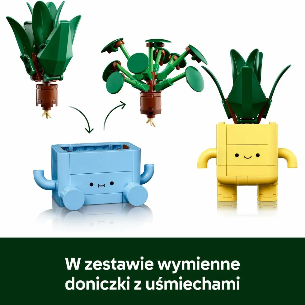LEGO Botanicals Wesołe roślinki, dracena i pilea w doniczkach, zabawka konstrukcyjna dla dziecka, pomysł na prezent dla 9-latki, dla dziewczynki i chłopca, dekoracje do pokoju dziecięcego 10349