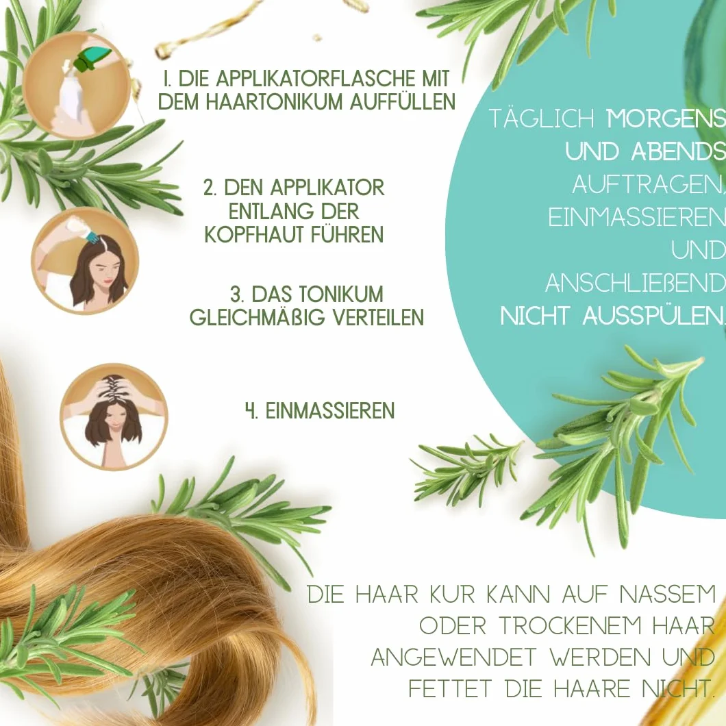 Aplikator do cebulek włosów 170 ml kompatybilny z WELEDA Bio rozmaryn tonik do włosów z olejkiem rozmarynowym