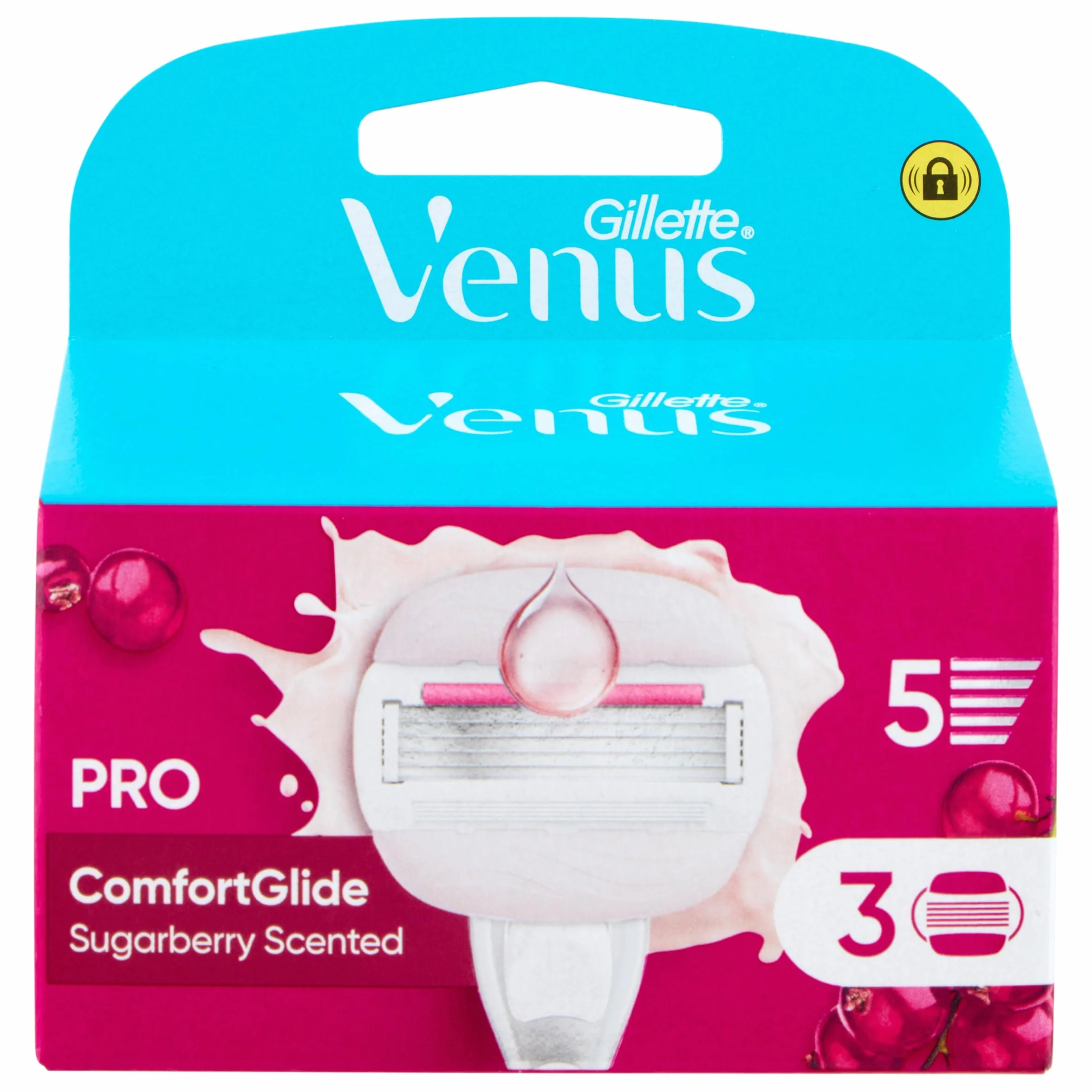 Gillette Venus Pro ComfortGlide Perfumy Sugarberry wkłady z ostrzami x3 z olejem nawilżającym