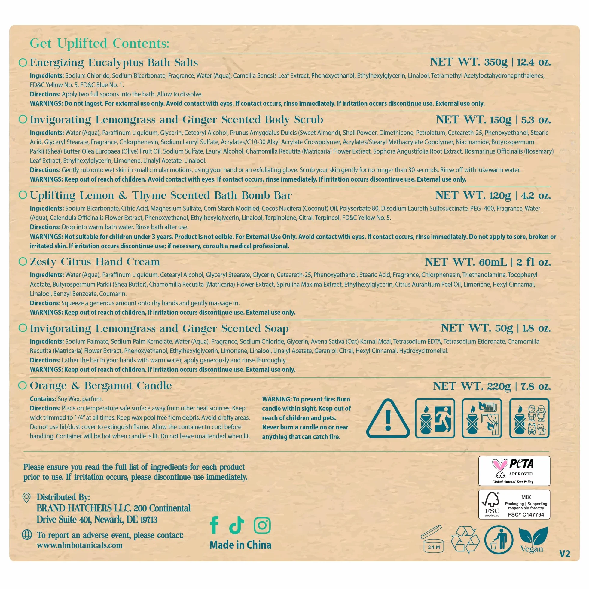 Nurture by Nature Botanicals Energising Spa Gift Set with Essential Oils, Lavender, Bath Salts & Aromatherapy for Her