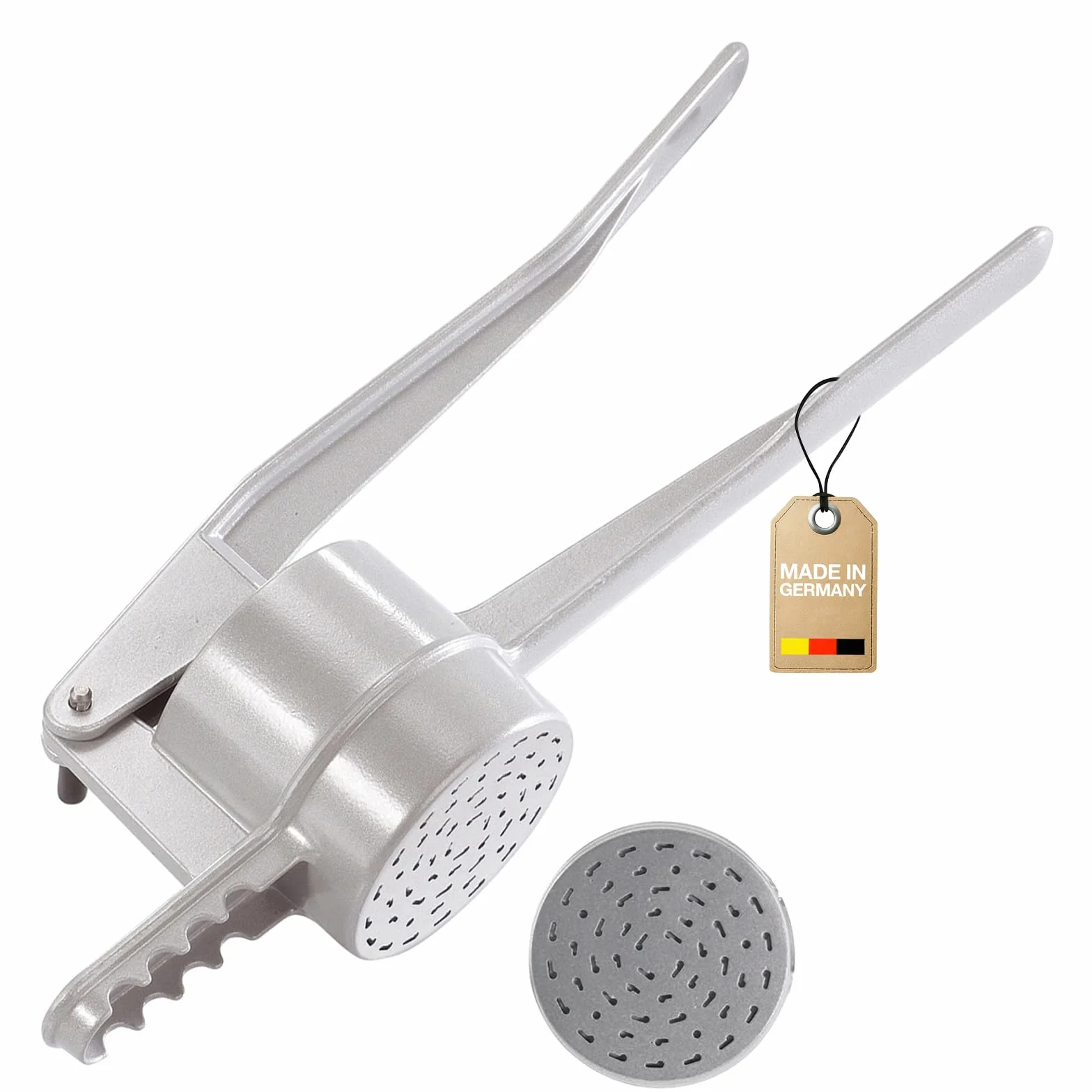Westmark Prasa do ziemniaków i makaronu, Specjalne oczka do wyrobu domowego makaronu, Odlew aluminiowy, Długość: 41 cm, Spätzlepress, Srebrna, 61202260