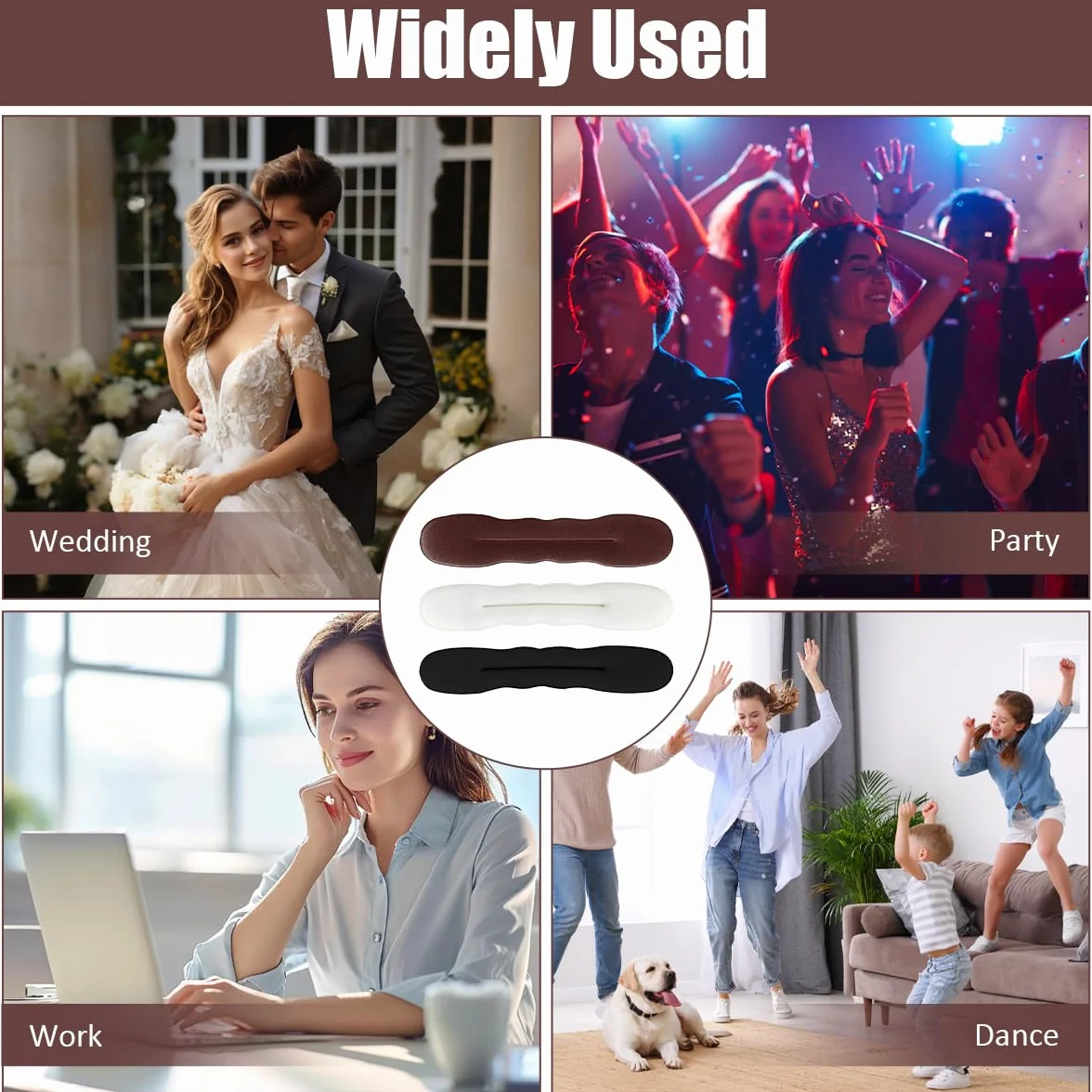 6 sztuk magicznych koków do włosów, Hair Bun Maker, ulepszone klipsy gąbkowe do włosów, maker koków do włosów, stylizacja włosów donut bun, dla kobiet i dziewcząt (3 duże 3 małe) (czarny, biały