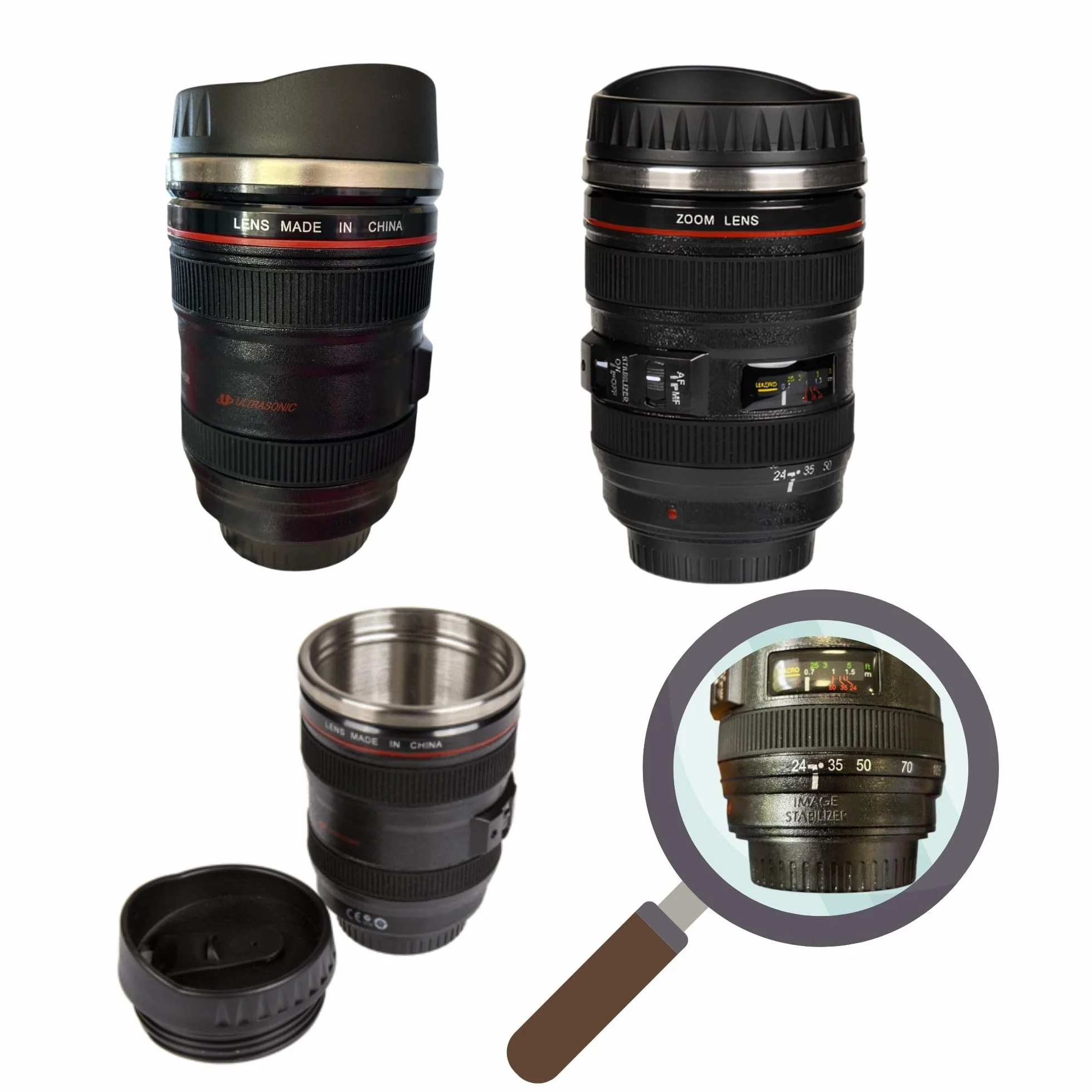 Plastikowy kubek do urządzenia, obiektyw fotograficzny, 350ml