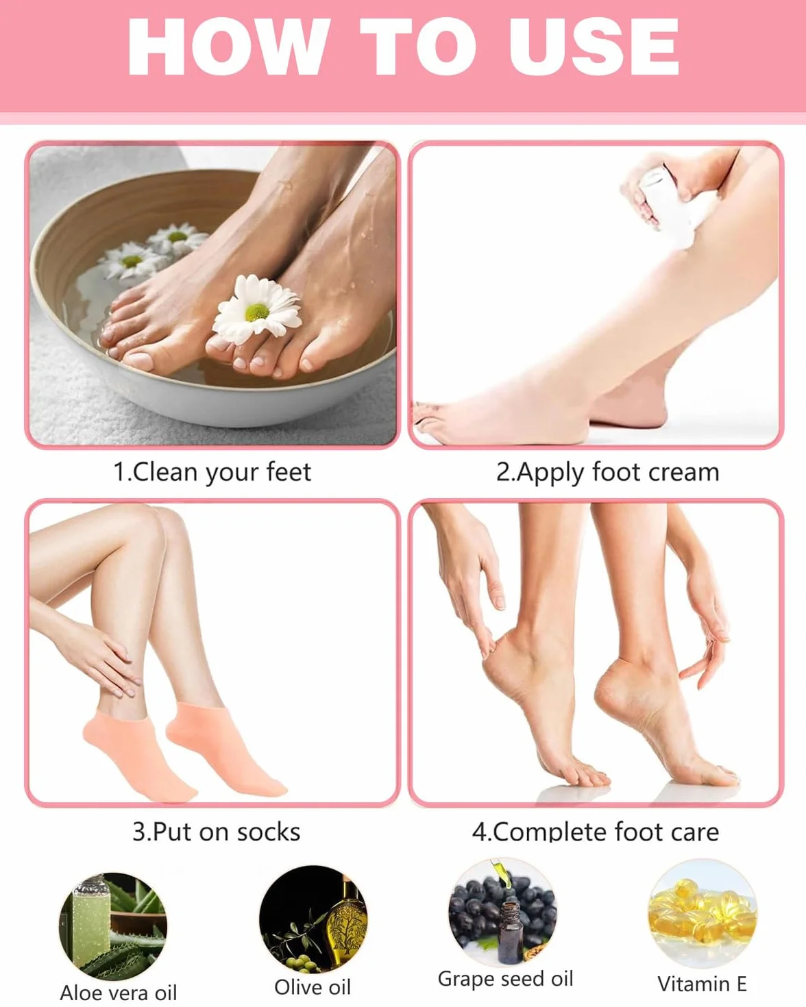 2 pary silikonowych skarpet dla kobiet, miękkie skarpety żelowe, nawilżające skarpety spa dla popękanych stóp dla kobiet, dziewcząt, stóp, spa, pedicure