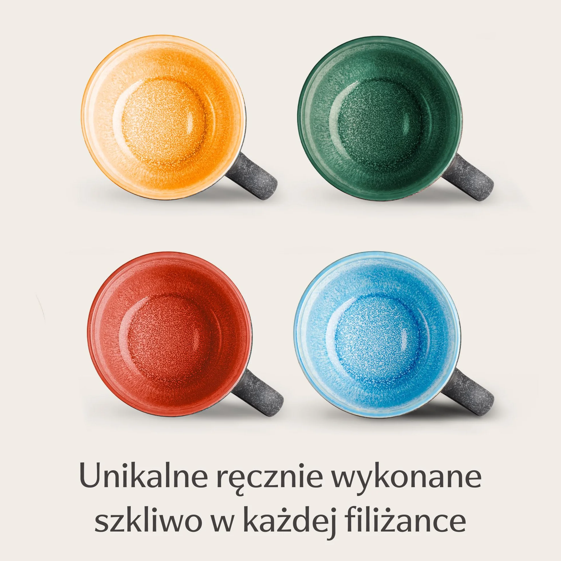 Cosumy Zestaw Filiżanek do Espresso 4 x 90 ml / 3 uncji - Ceramiczne z Talerzykami – Grube Kamionkowe Naczynia z Reaktywnym Szkliwem Ręcznym - Długie Utrzymanie Ciepła (Kolorowy)