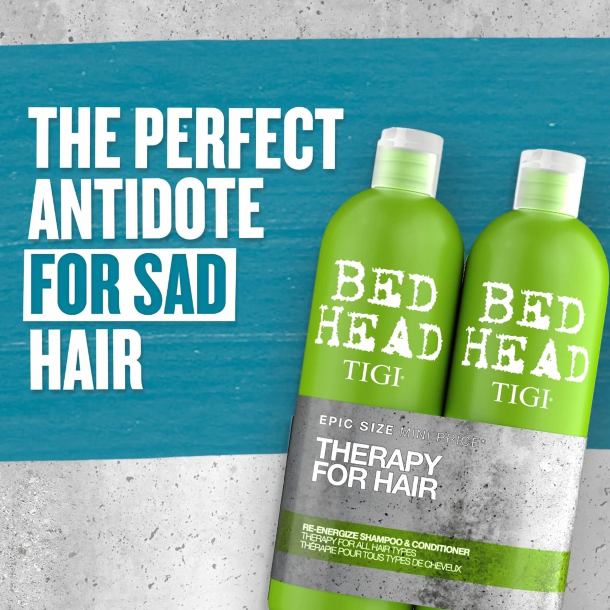 BED HEAD by TIGI Tigi Bed Head Urban Antidotes Re-Energise, Szampon i Odżywka, do Codziennego Stosowania, 2 x 750 ml