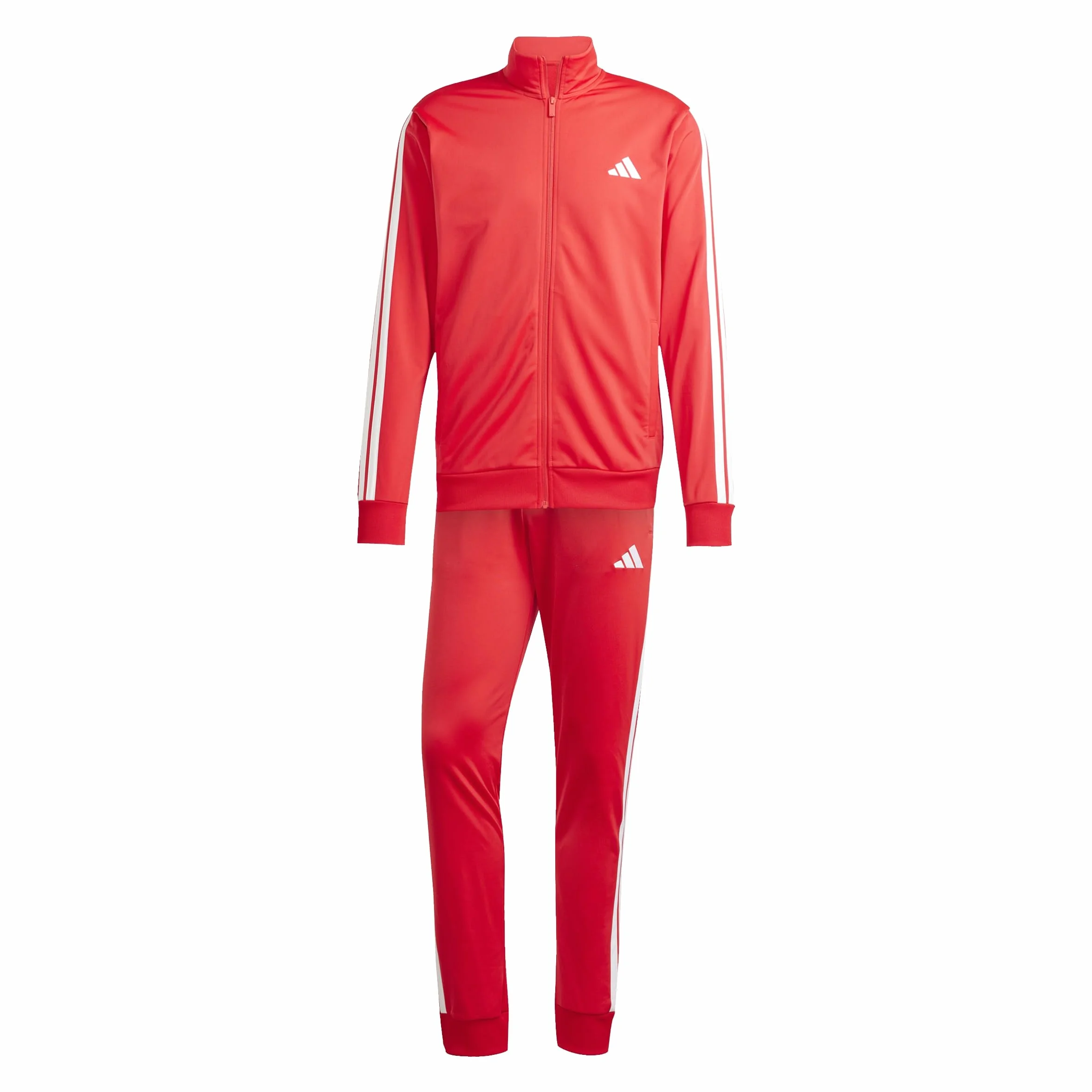adidas heren SPORTSWEAR BASIC 3 STRIPES TRICOT TRACKSUIT, pure ruby/white, L