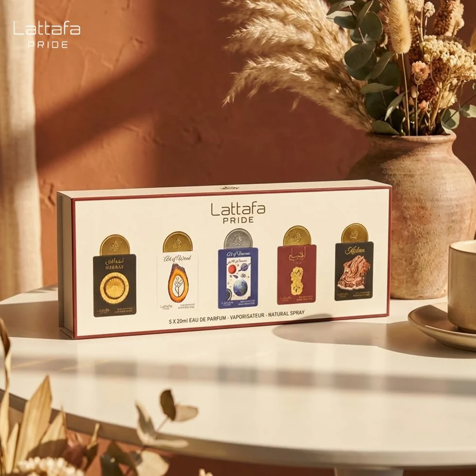 Lattafa Zestaw upominkowy Pride Perfumy z kolekcji nr 3 (5 x 20 ml) | Luksusowy zestaw upominkowy perfum dla mężczyzn i kobiet | arabskie długotrwałe zapachy | Mini spray podróżny