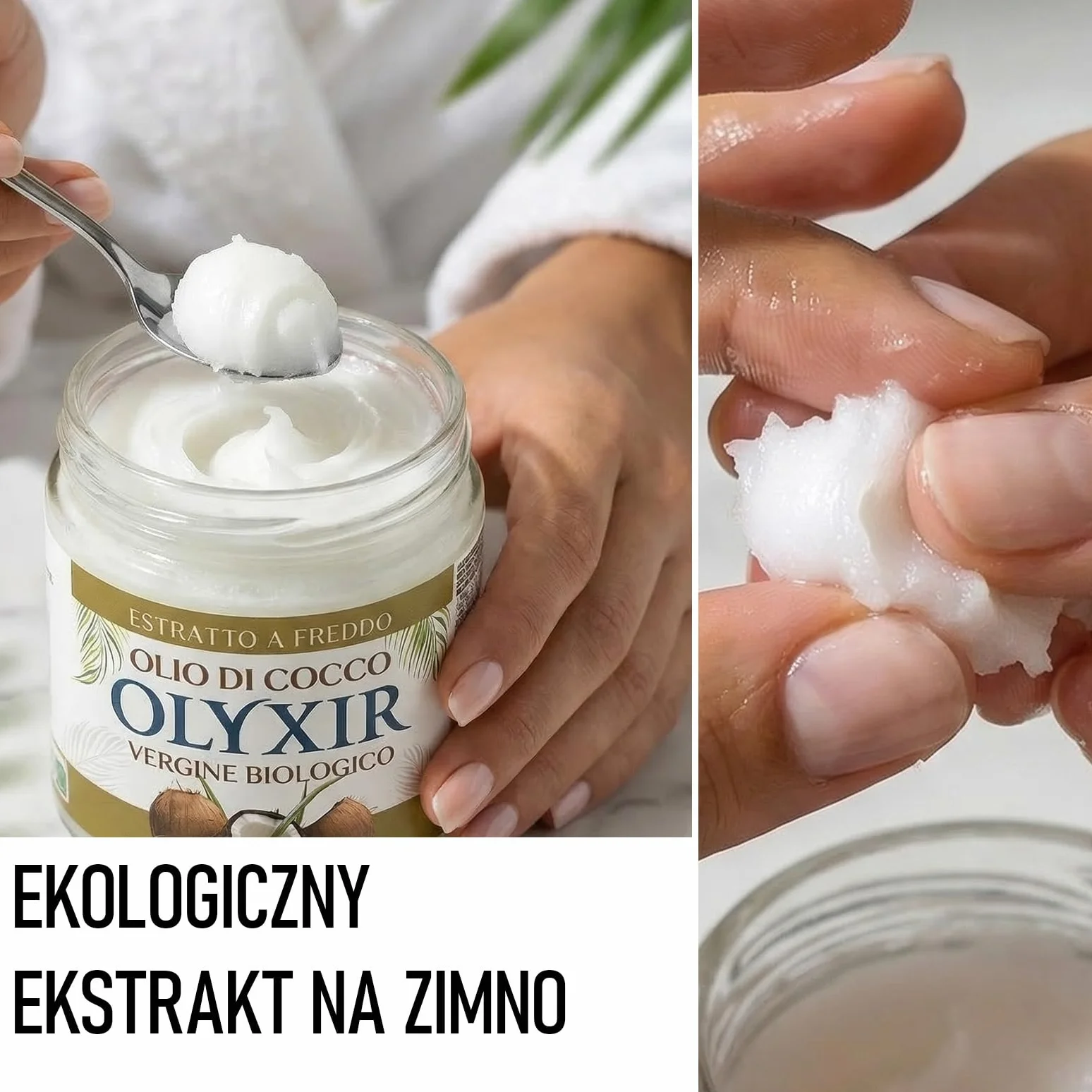 OLYXIR - Ekologiczny olej kokosowy do kosmetyków, tłoczony na zimno, 200 ml, naturalny środek do usuwania makijażu, nawilżający naturalny kosmetyk, olej kokosowy, do skóry, ciała i włosów, organiczny