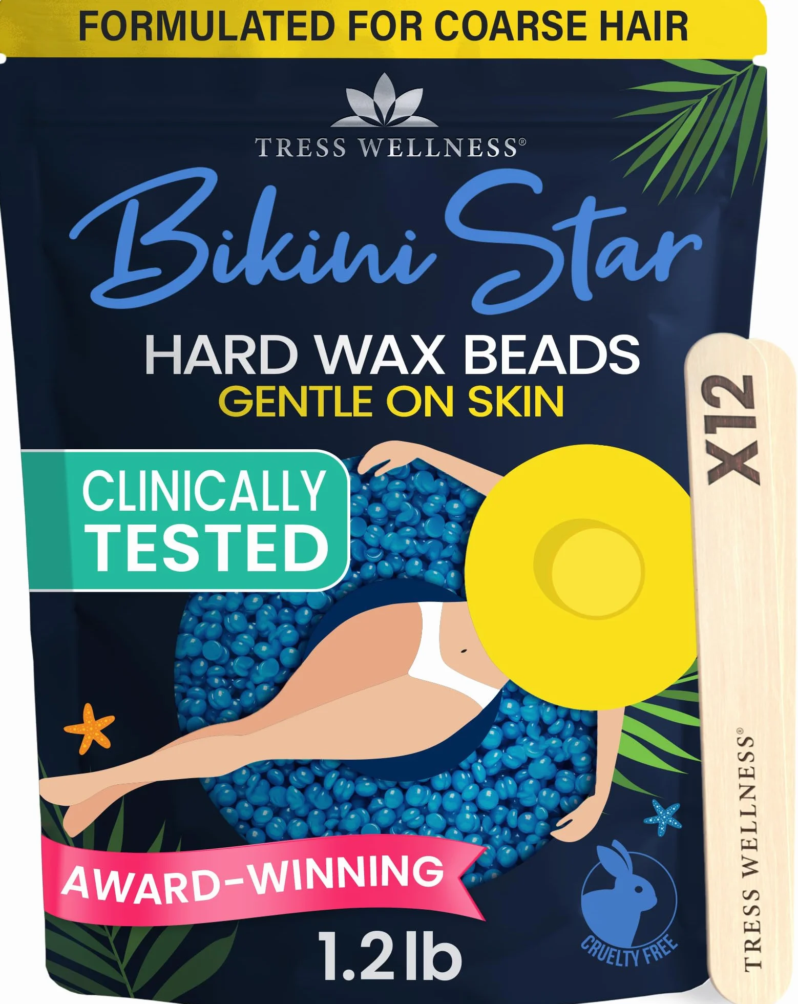 Tress Wellness Wosk bikini do grubych włosów, 550 g, twarde koraliki woskowe, dla skóry wrażliwej, do 50 wosków