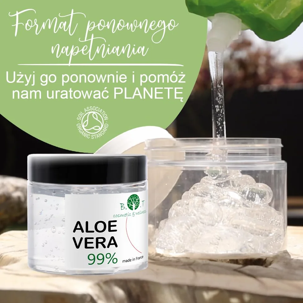 B.O.T. Cosmetics & Wellness - 99% Naturalny Aloe Vera Żel 250ml | Z Alg Ekstraktem | Nawilża, Oczyszcza Skórę | Idealny dla Poparzeń Słonecznych