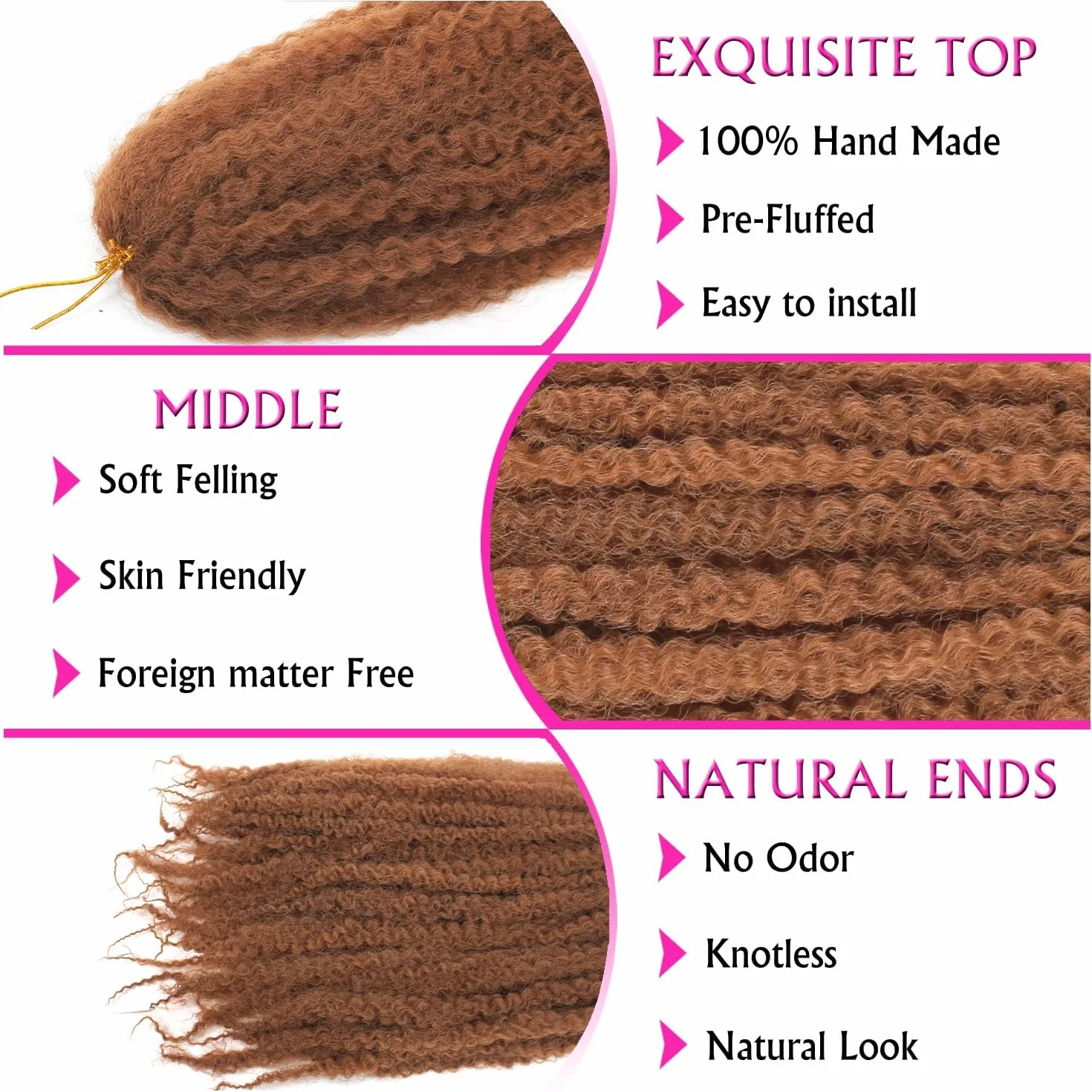 Enbeautiful Marley Twist Kręcone włosy 44 cali, 8 opakowań, 40 cm, 8 opakowań warkoczyków Marley, 30#