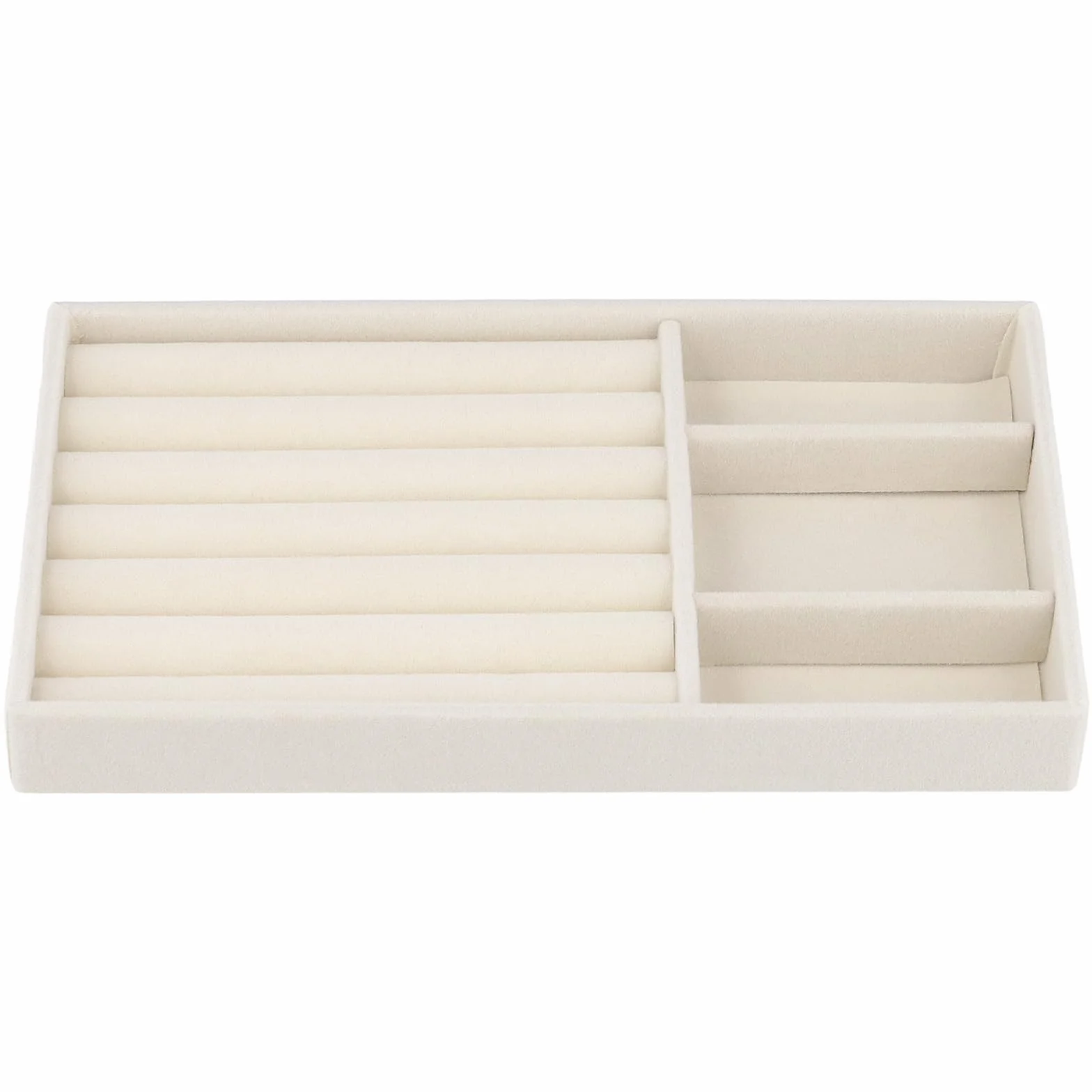 12 tac na biżuterię, 21,5 x 12,5 x 2,5 cm, organizer na biżuterię, beżowe, 6 różnych przegródek, pudełko na biżuterię i akcesoria