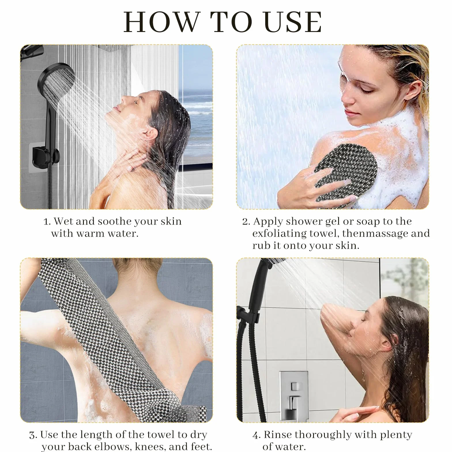 blissal złuszczający się ręcznik pod prysznic, antybakteryjny, peeling, ręcznik pod prysznic, 47" do ciała peeling, gąbka do mycia ciała dla mężczyzn i kobiet