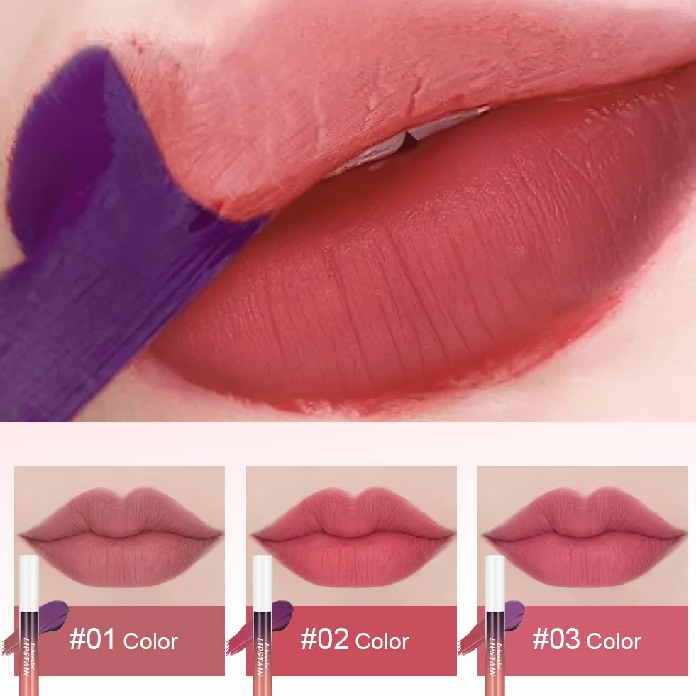 LOPHE Peel off Lip Gloss, 3 sztuki masek do ust, długotrwały odcień do ust, wodoodporny, Peel Off z matowym wykończeniem. #C