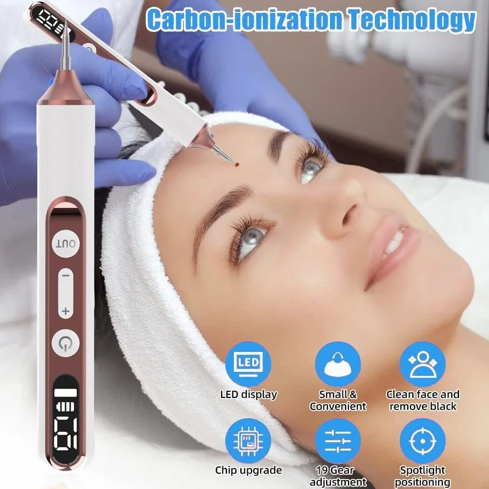 Plasma Pen Mole Remover 19 poziomów intensywności LED z wymienną igłą do twarzy i ciała