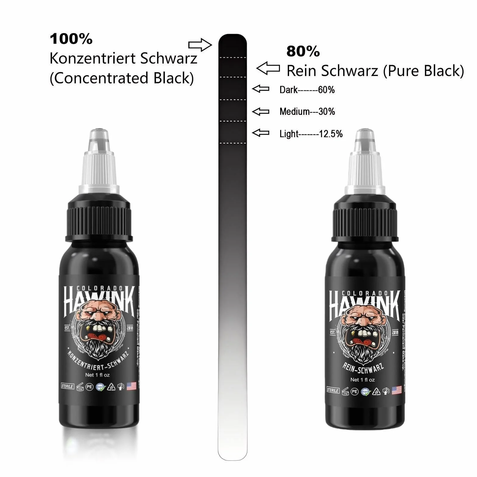 HAWINK Profesjonalna farba do tatuażu Black Tattoo Ink Czysta czerń 1 butelka 30 ml TI203DE-30-001