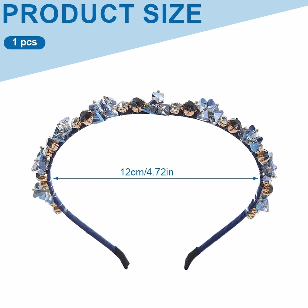 1 x opaska na głowę Vintage Blue Crystal Headband dla kobiet i dziewcząt, błyszcząca, kryształowa opaska na włosy, na bal i taniec szkolny