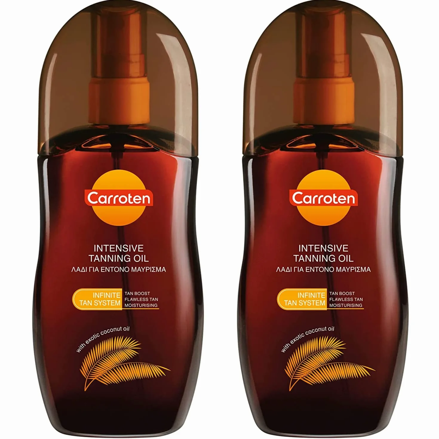 Carroten Intensive Tanning Oil 250 ml (2 sztuki) – przyspieszacz opalania z olejkami marchewkowymi i kokosowymi – wegański olejek do opalania z witaminami A & E